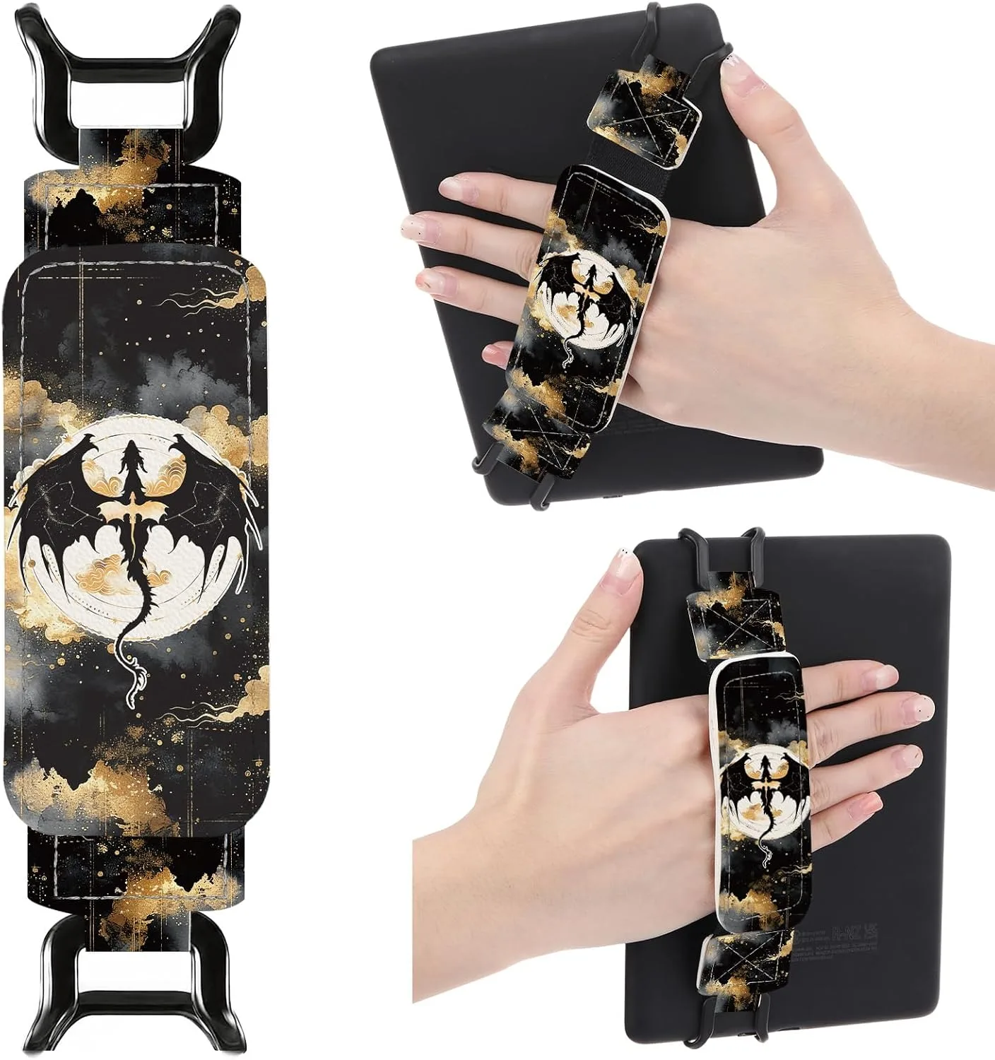Soporte de mano para Kindle Berirexrion Fantasy Black Gold Dragon