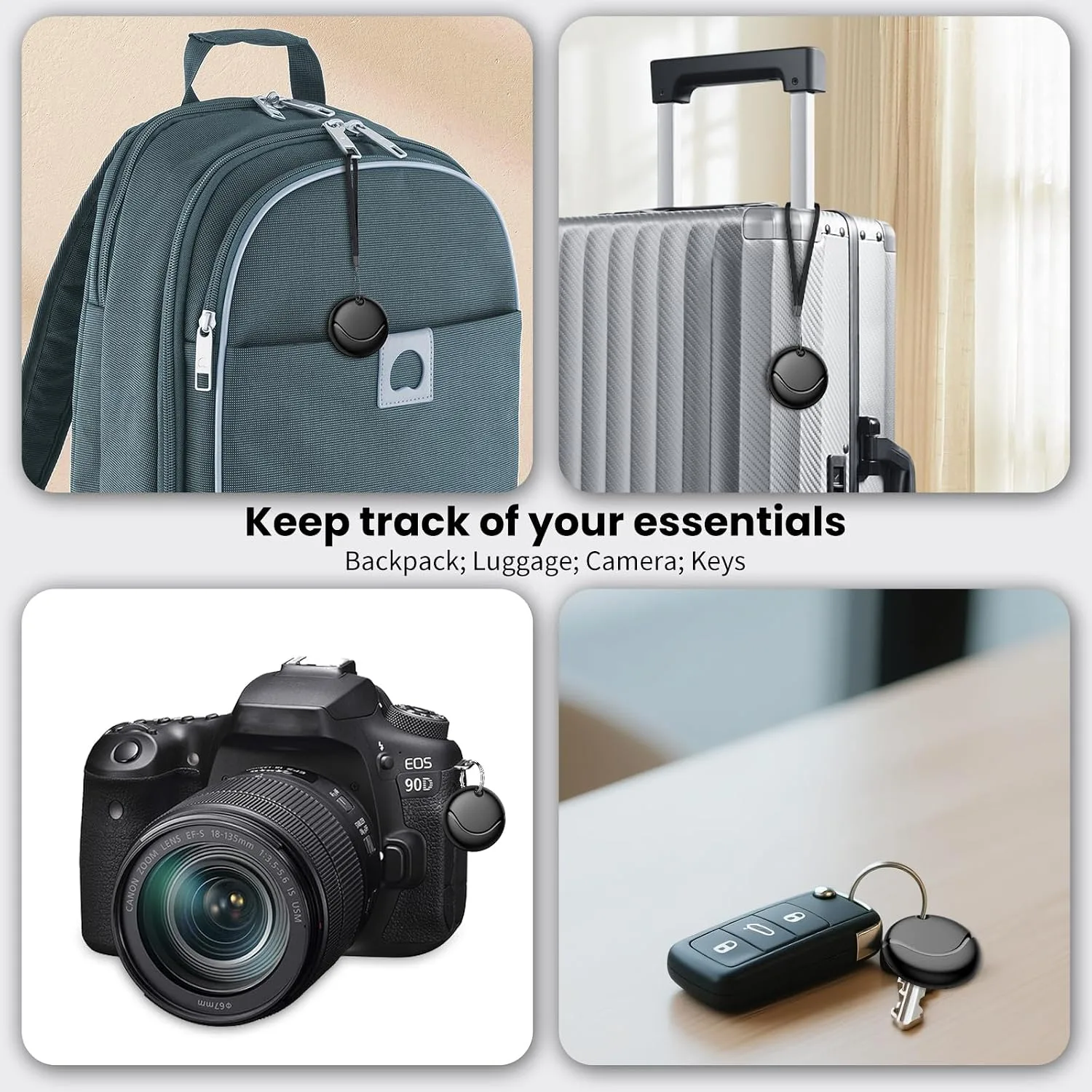 Air Tracker Tags-2 Pack Black, Bluetooth Tracker Works with Apple Find My (iOS Only), Smart Tag with Lanyard, Item Finder for Luggage, Key, Suitcases, Replaceable Battery, IP67 Waterproof Tracking Tag