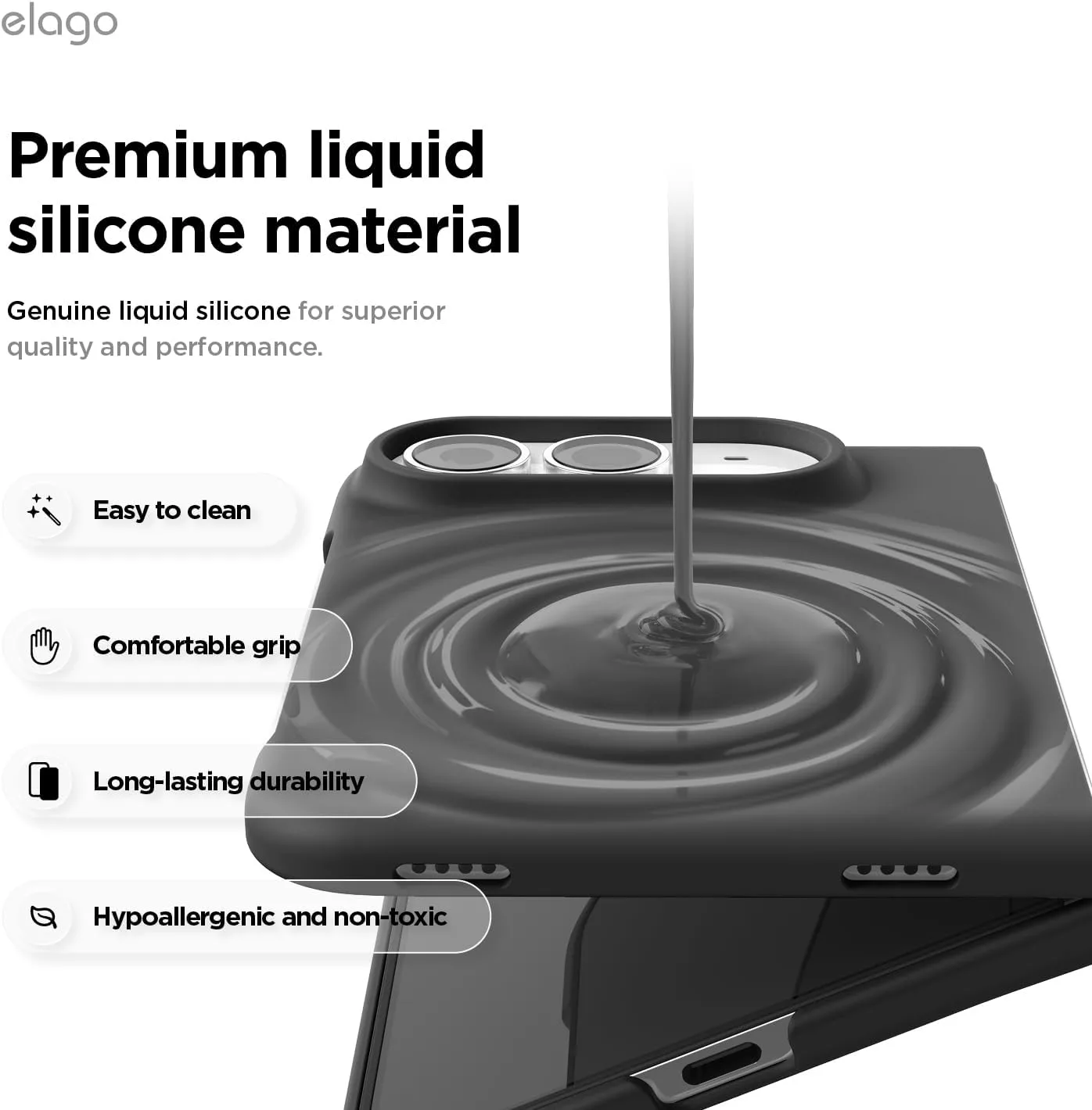 elago Premium Magnetic Silicone Case for iPhone Duo Black