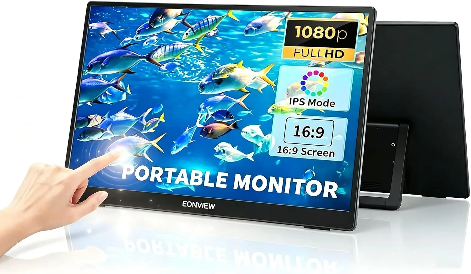 Portable Touchscreen Monitor, 14 Inch, 1080P IPS Display, Zero Frame, USB-C and HDMI, for Laptop, PC, Mac, PS, Xbox, Nintendo Switch