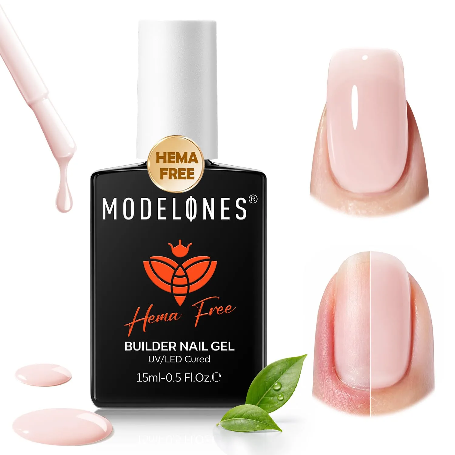 modelones Builder Nail Gel HEMA-Free Cover Nude, Gentle Builder For Nails