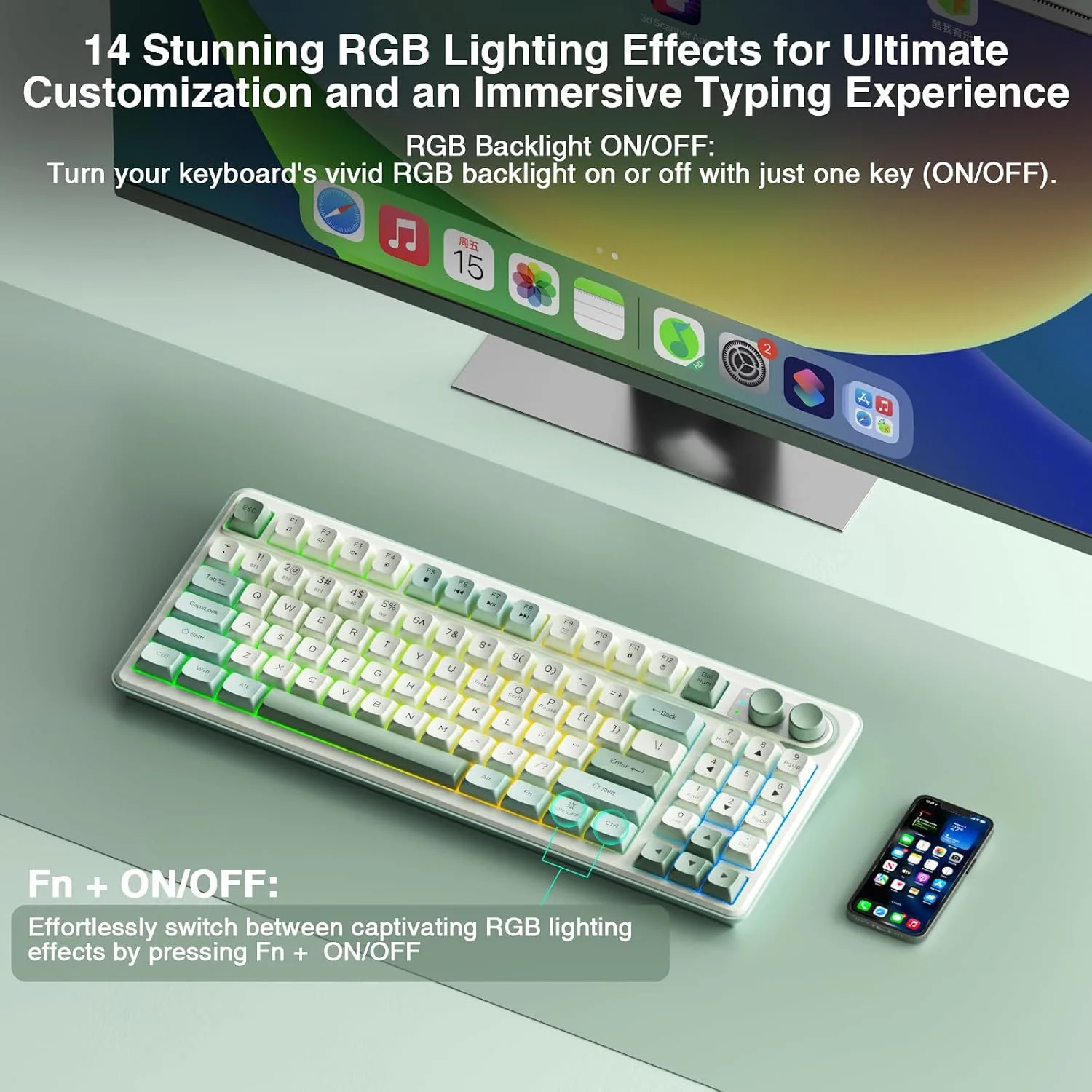 SOLAKAKA SK90 75% Wireless Gaming Keyboard with Media Knob & Number Pad