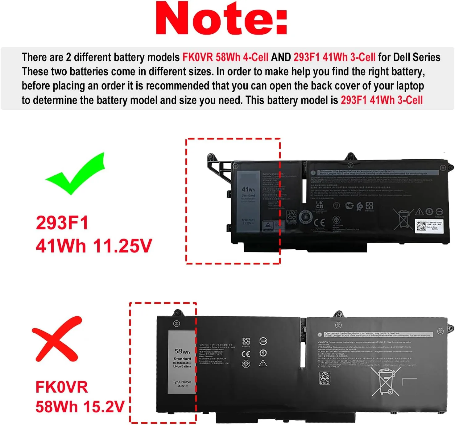293F1 Laptop Battery for Dell Latitude 5330 5430 5530 7530 Series
