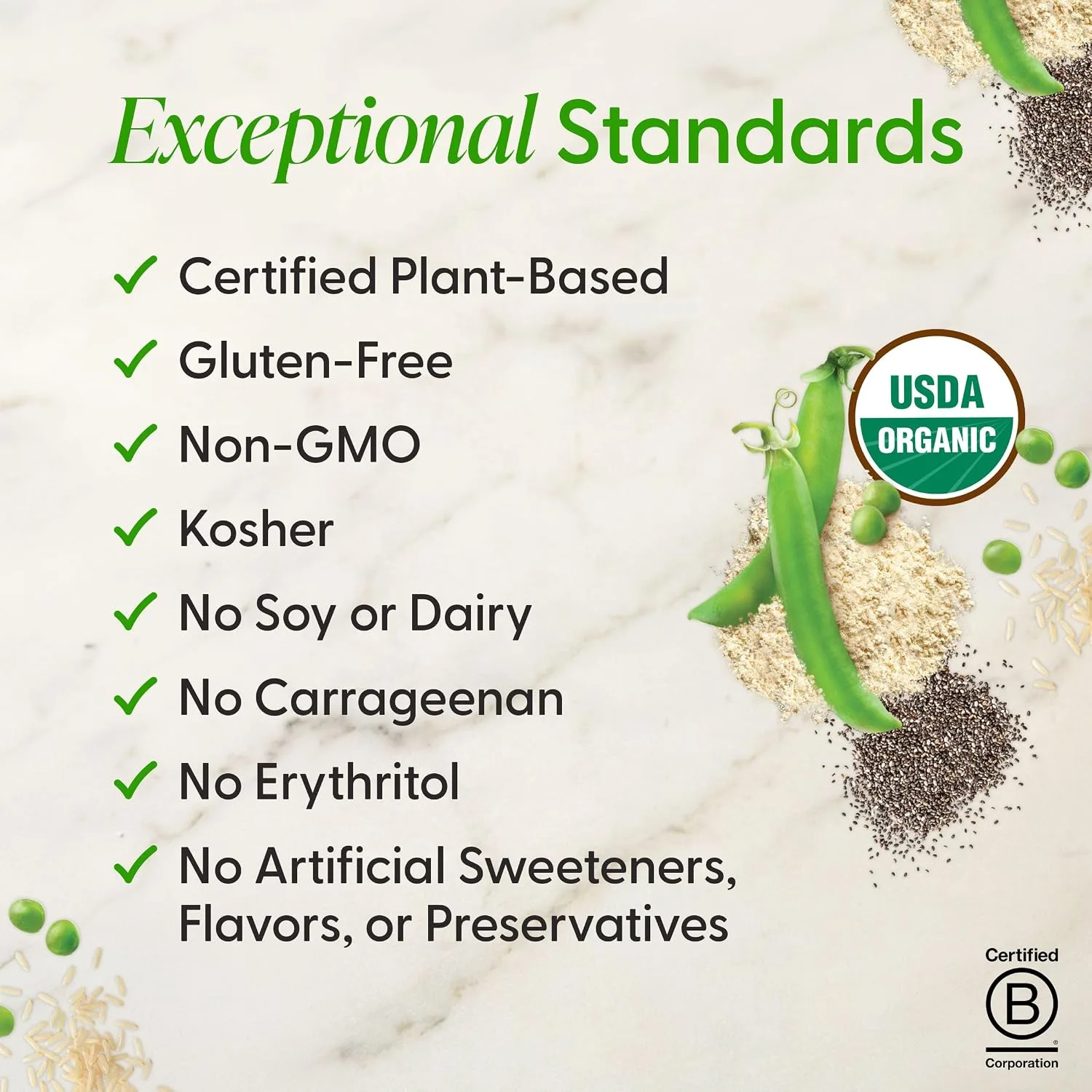 Orgain Organic Vegan 21g Protein Powder, Vanilla Bean, 2.03 lb