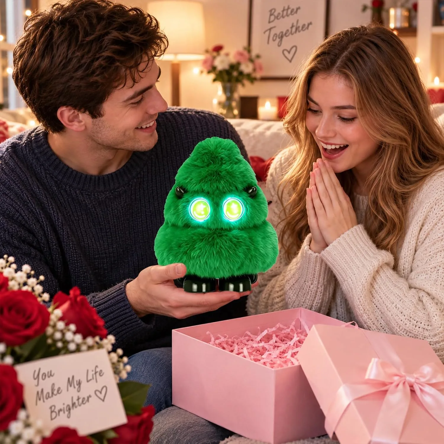 Christmas Tree Plush Bluetooth Speaker With LED,15W Speaker with Deep Bass