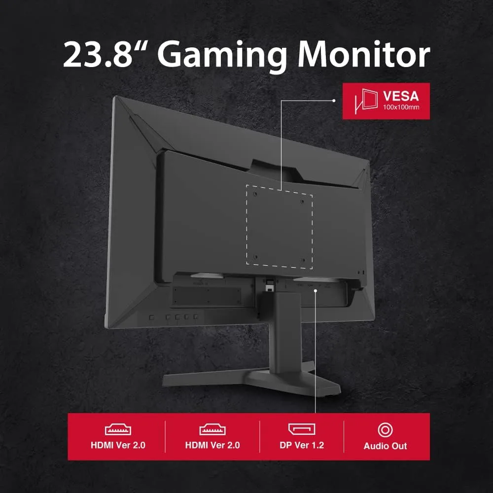 Gigastone 24 inch IPS LED Back Light Gaming Monitor 165Hz FHD 1920 x 1080, 178° Wide View Frameless PC Monitor, Built-in Speakers, FreeSync, Eye Care Technology, Ergonomic Tilt VESA Mount,DP,HDMI