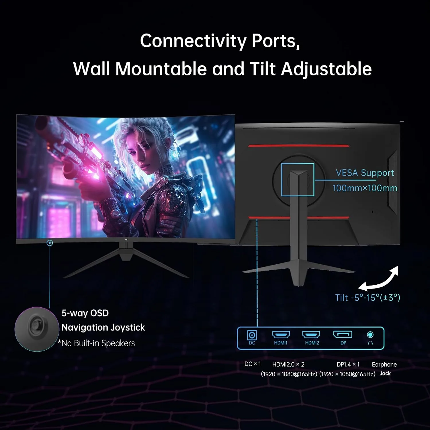 KTC 32 Inch Curved Gaming Monitor, FHD 1080p 165Hz Curve Monitor, H32S17C