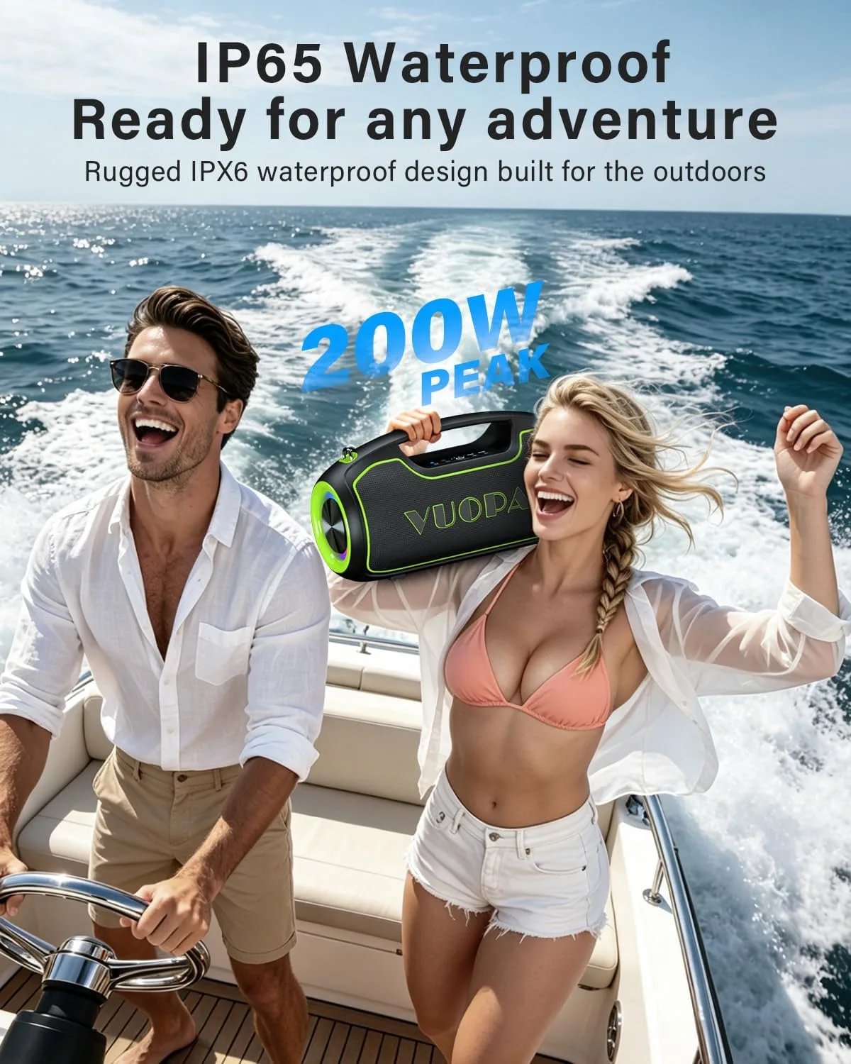 Bluetooth Speaker, 200W Peak Portable Speakers Wireless w/Bass Boost