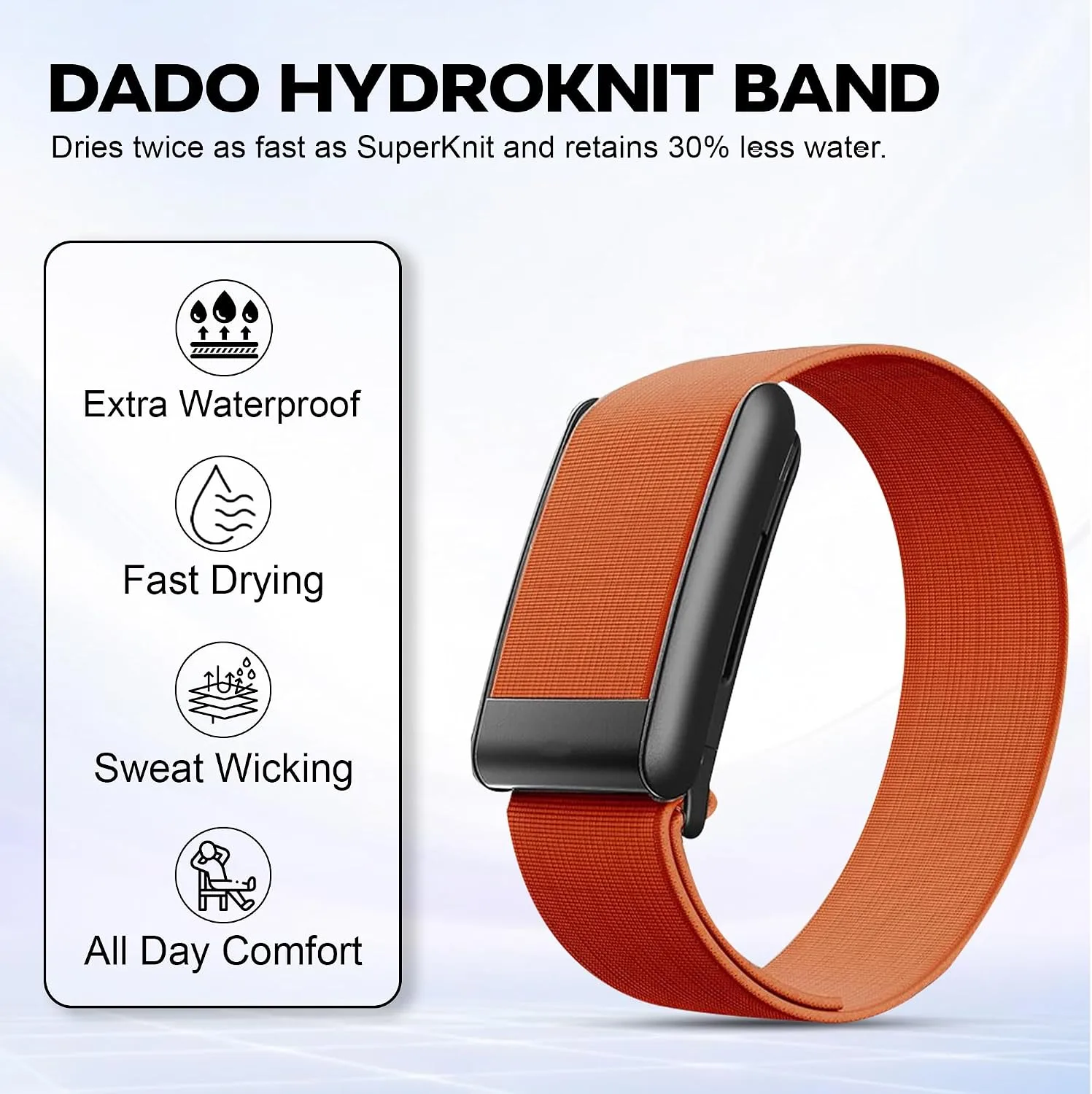 DADO HydroKnit Waterproof Nylon Sport Band Compatible with WHOOP 5.0, One, Peak, and Life | Elastic, Fast-Drying, Water-Resistant, and Comfortable Strap for Active Lifestyles