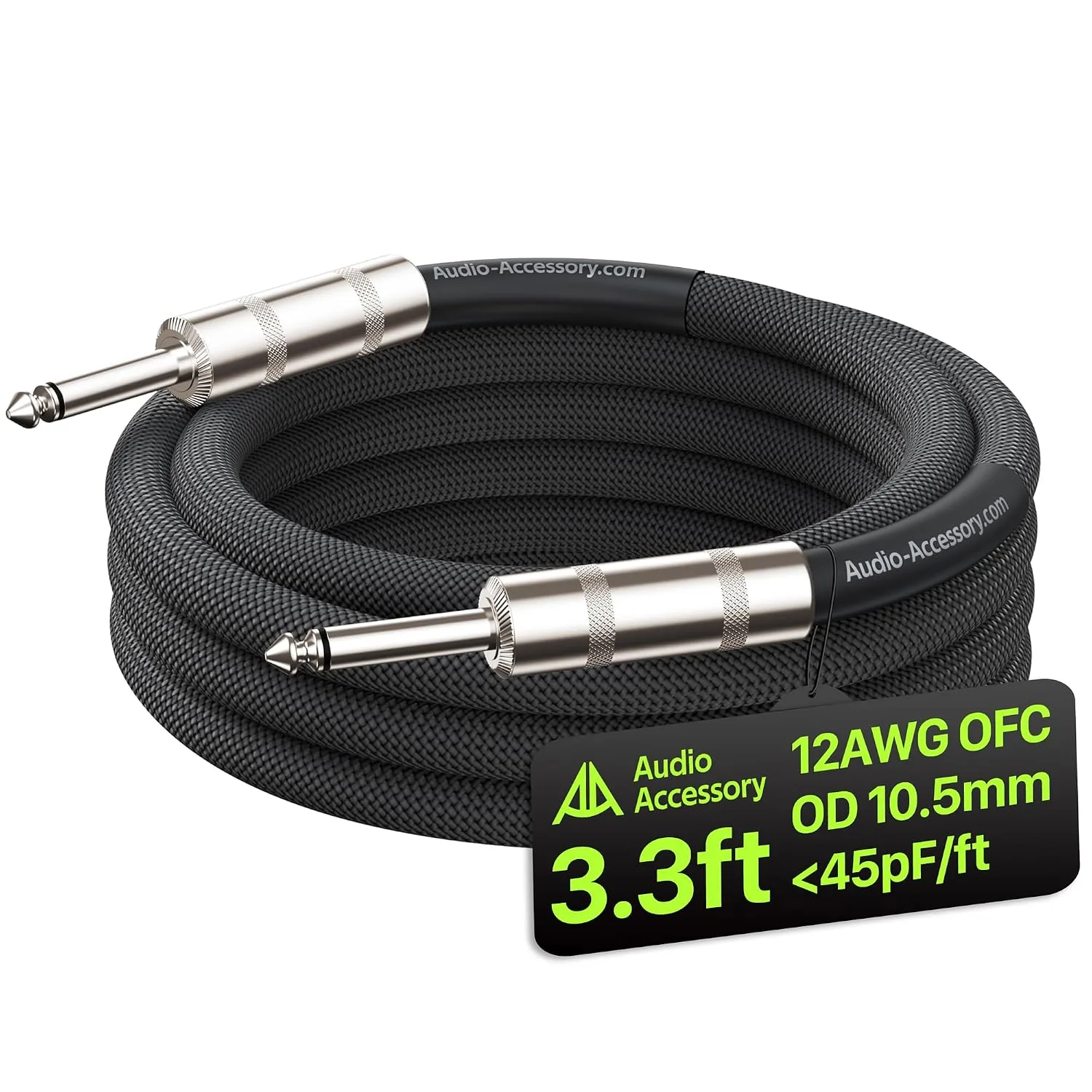 Cable para parlante AA AUDIO ACCESSORY 1/4 pulg 3.3 ft 12 AWG trenzado nylon Kevlar