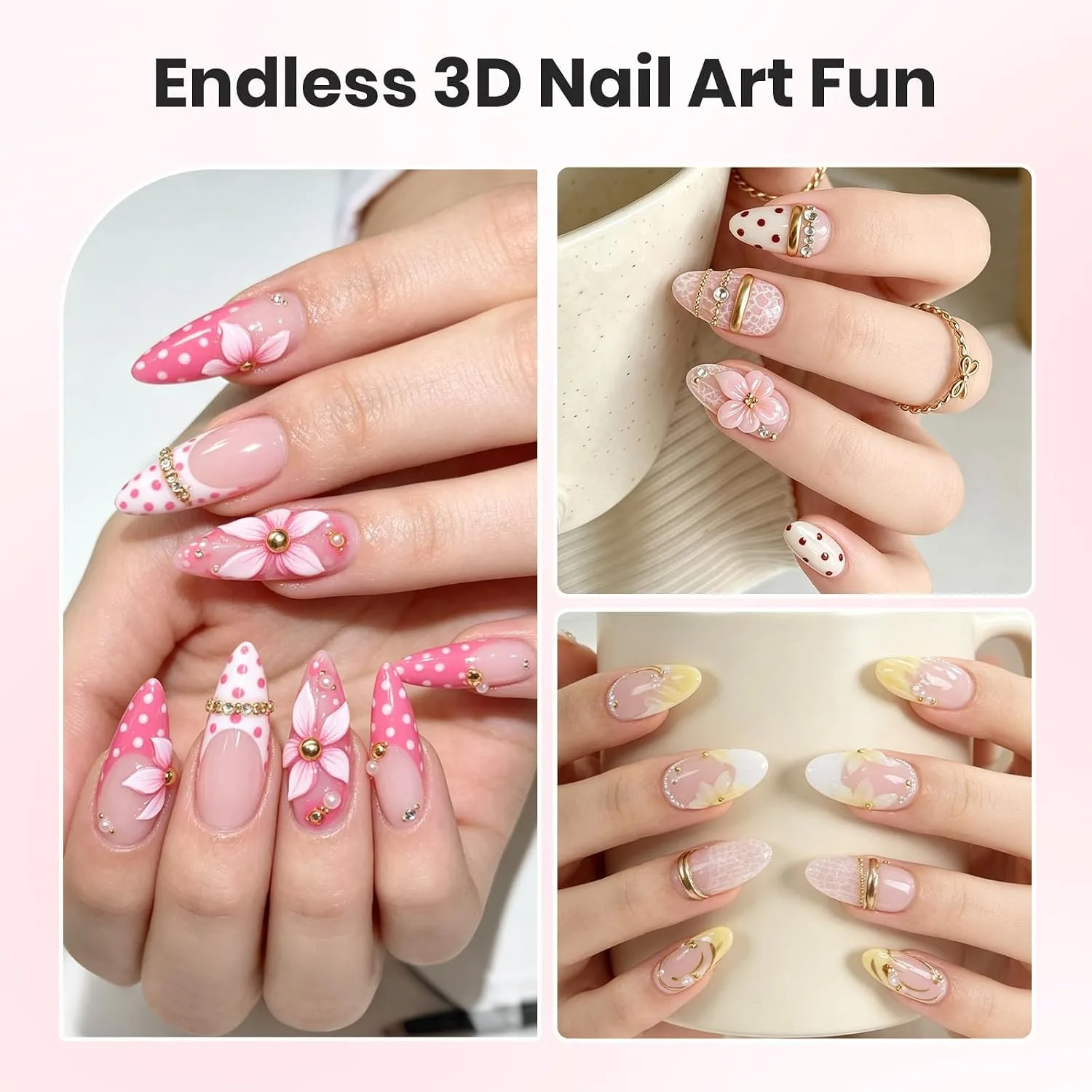 Beetles 3D Sculpting Gel for Nail Art Clear & White, 2 Pcs 3D Gel Nail Art