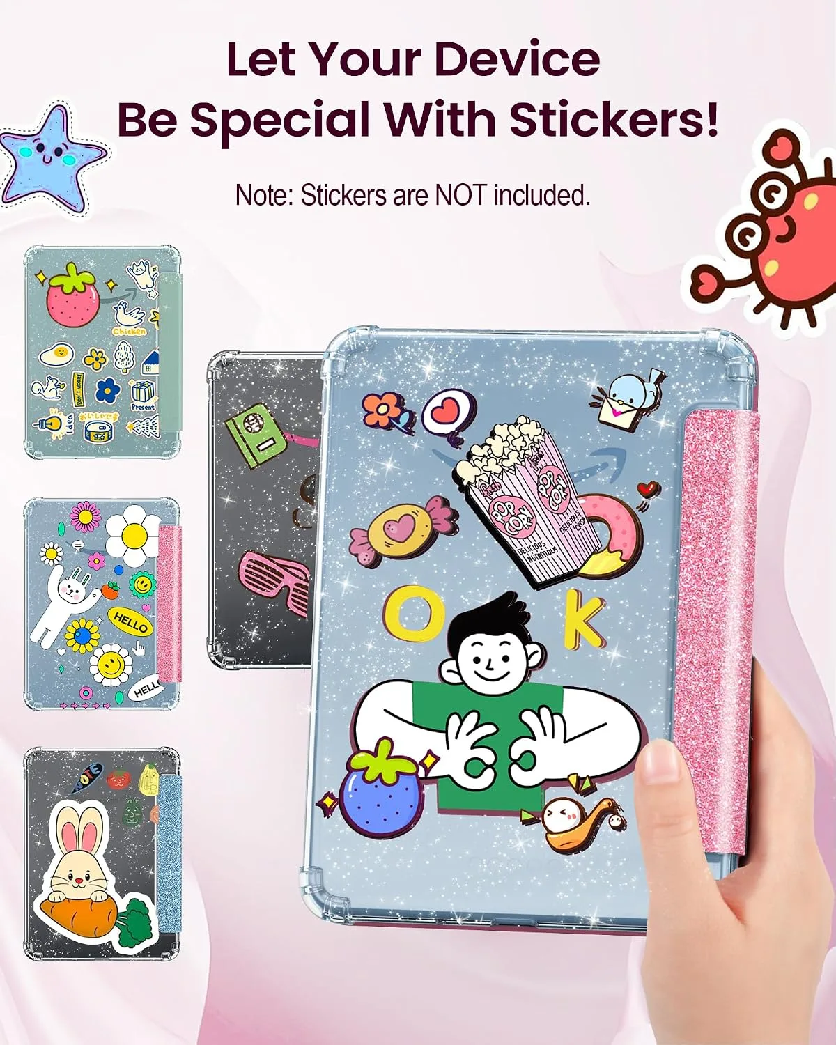 MoKo Case for 6" Kindle Basic 12th Generation 2026, Glitter Pink