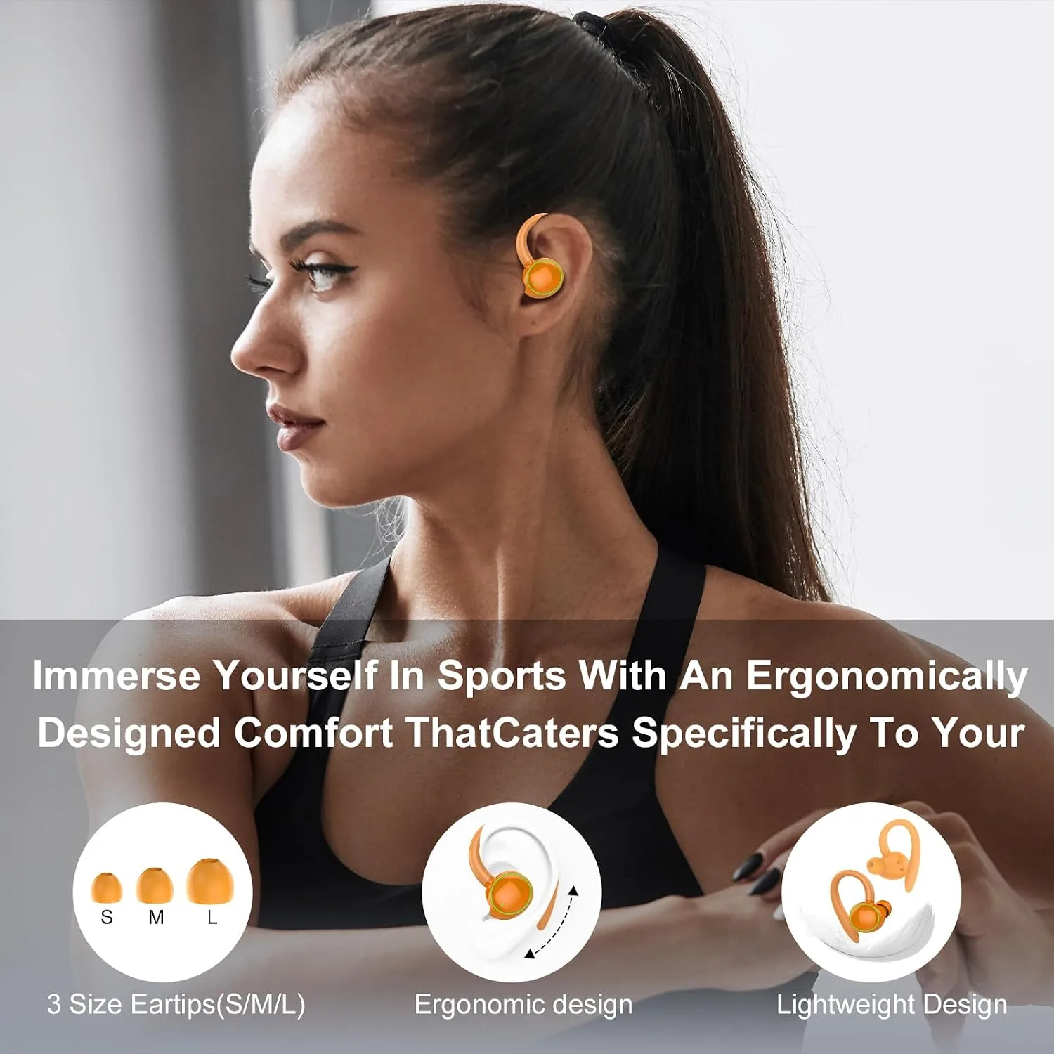 Wireless Earbuds, Bluetooth 5.4 Headphones Sport Over Ear Buds With ENC Mic