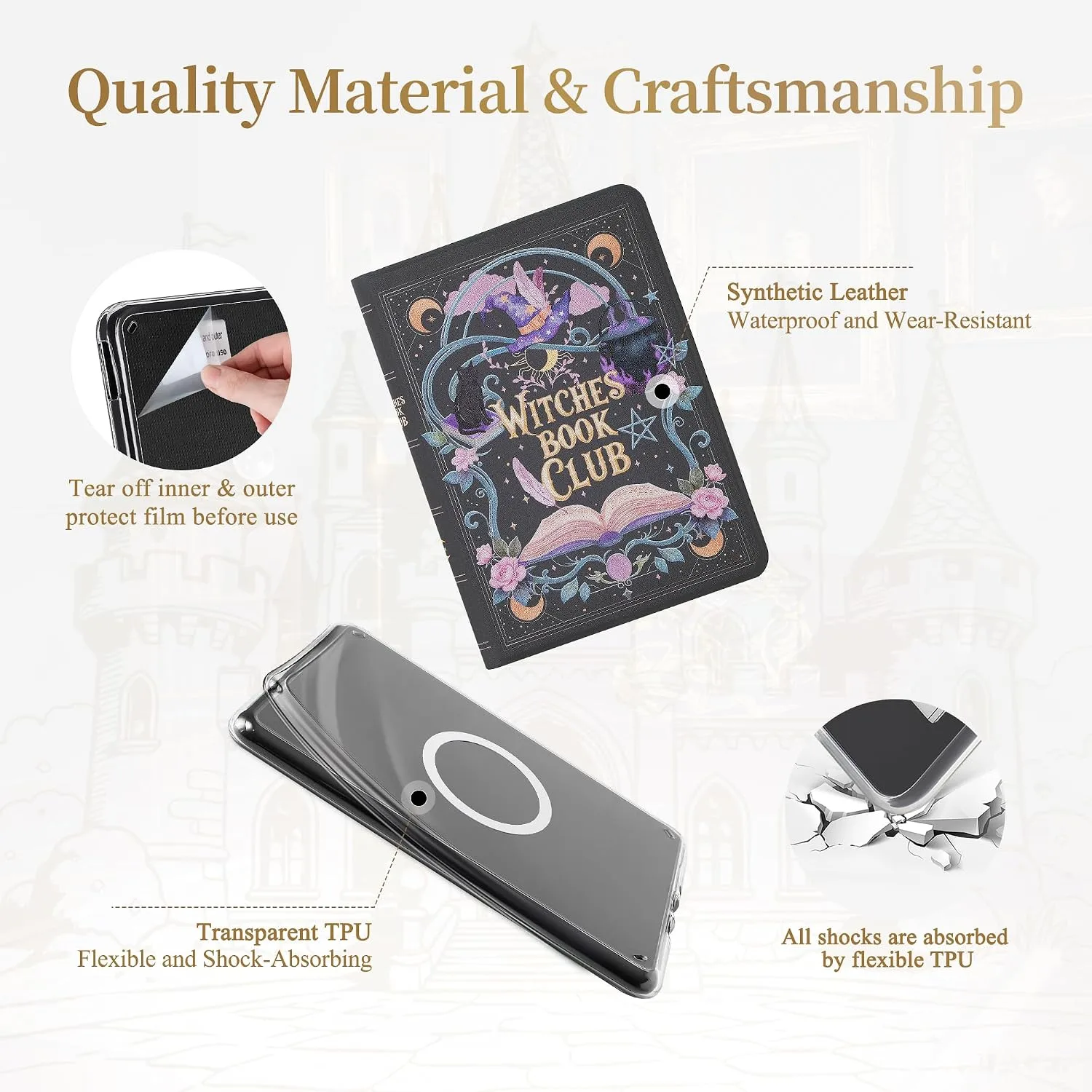 Magnetic Book Cover Case for 7'' Kindle Paperwhite & Colorsoft