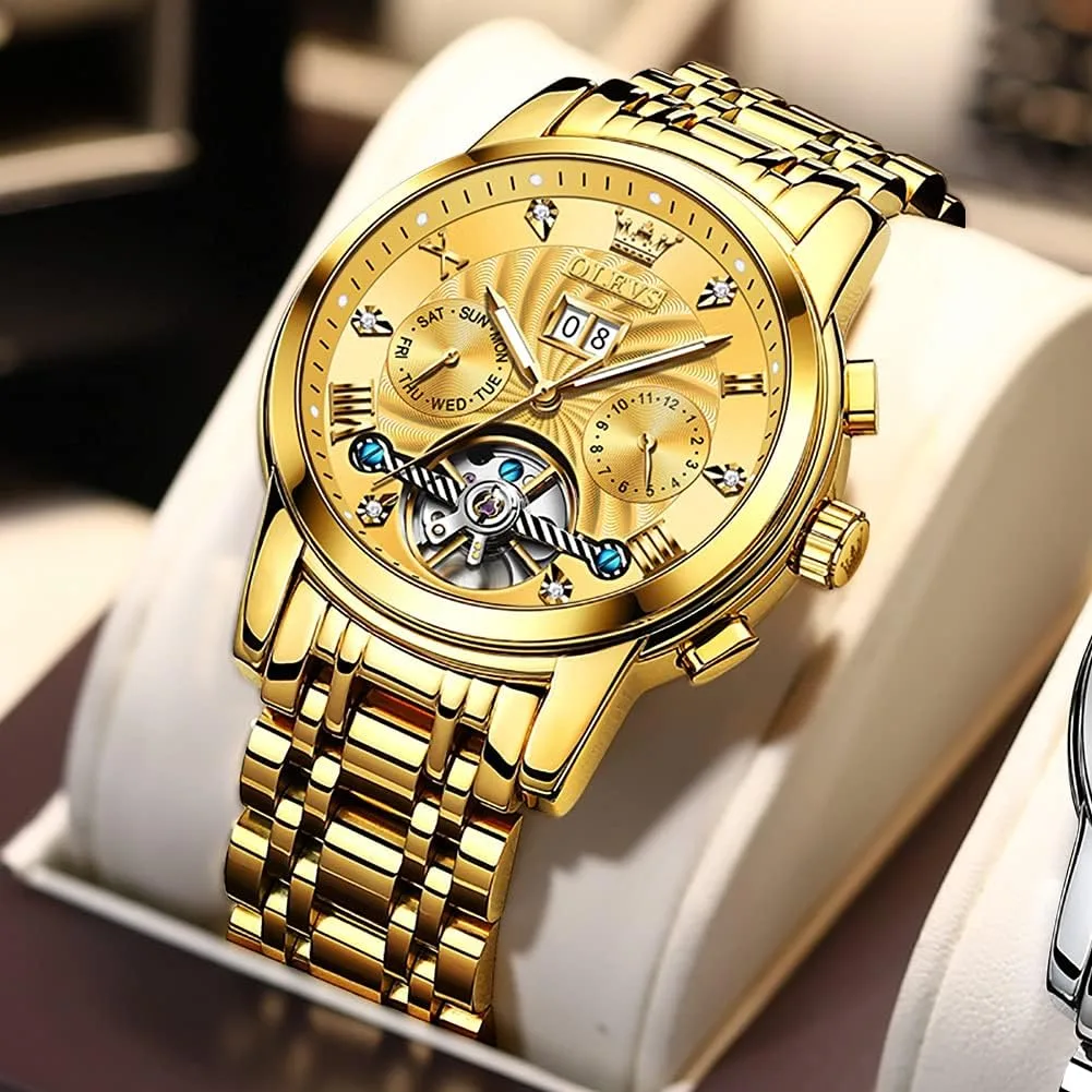 OLEVS Automatic Gold Watches for Men Luxury Classic Stainless Steel