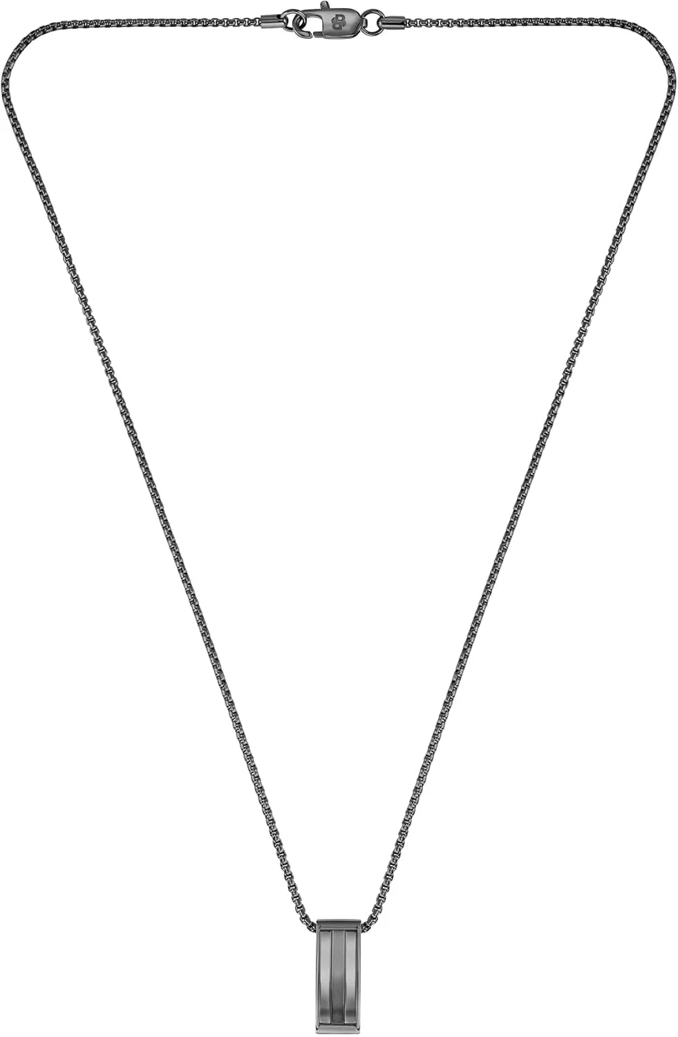BOSS Jewelry Men’s Brooks Stainless Steel Necklace with Stripe-Effect Pendant