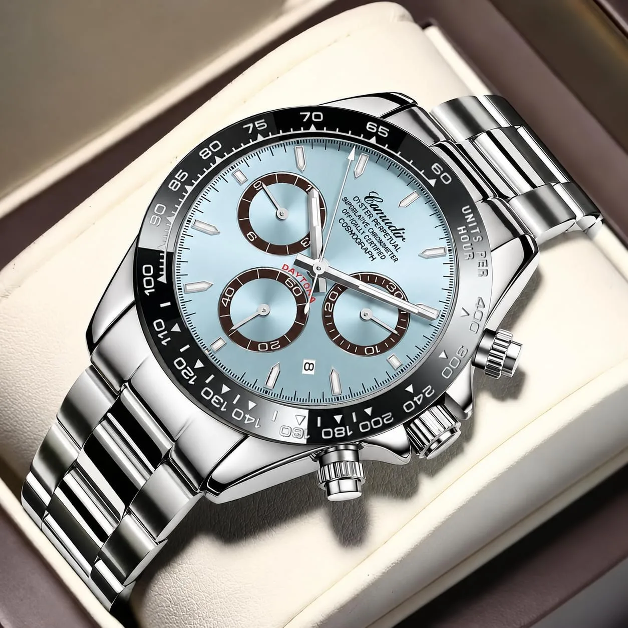 MASTOP Pagani Design Daytona Homage Men's Watch Panda Analog Quartz Japan Movement Chronograph Luxury Wrist Watch Business Waterproof Silicone Strap Sports Pagani Watches for Men