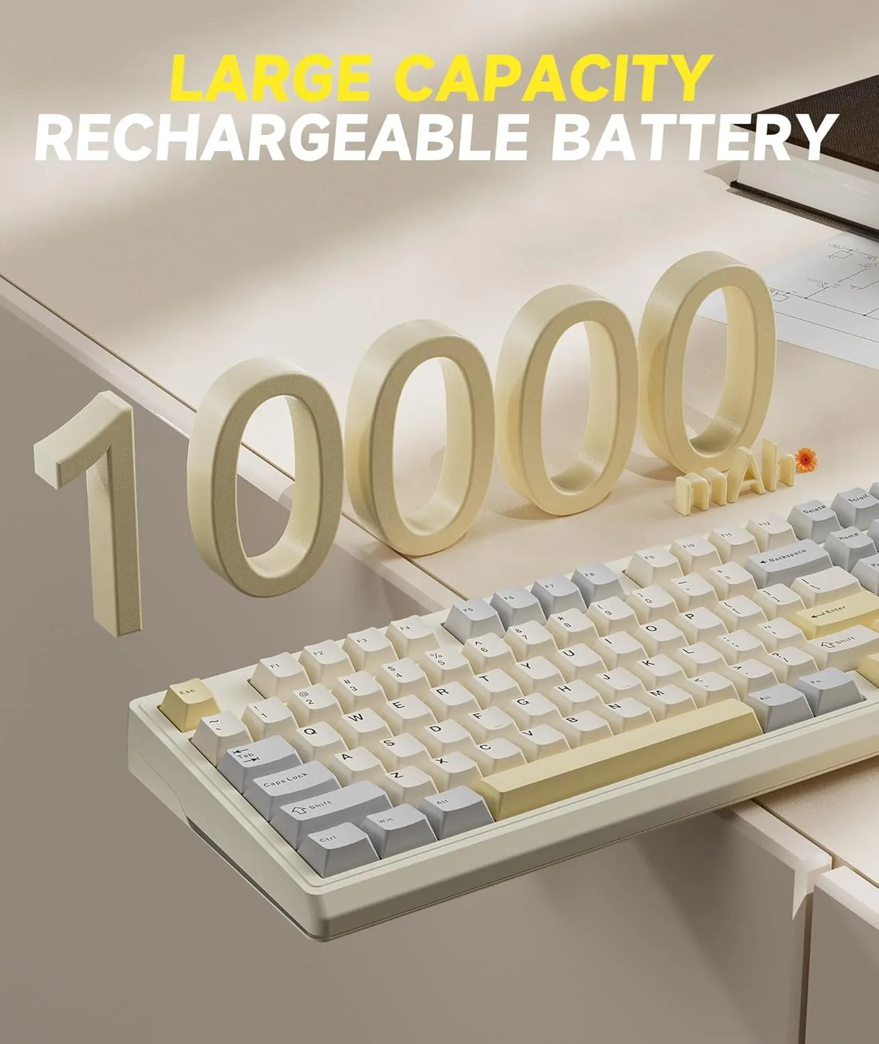 SOLAKAKA KI99 Pro 96% Wireless Gaming Keyboard, RGB Creamy Keyboardw with Knob, Hot-Swappable Pre-Lubed Switches, Gasket Structure Mechanical Keyboards (Beige-White, Non-Silent Version)