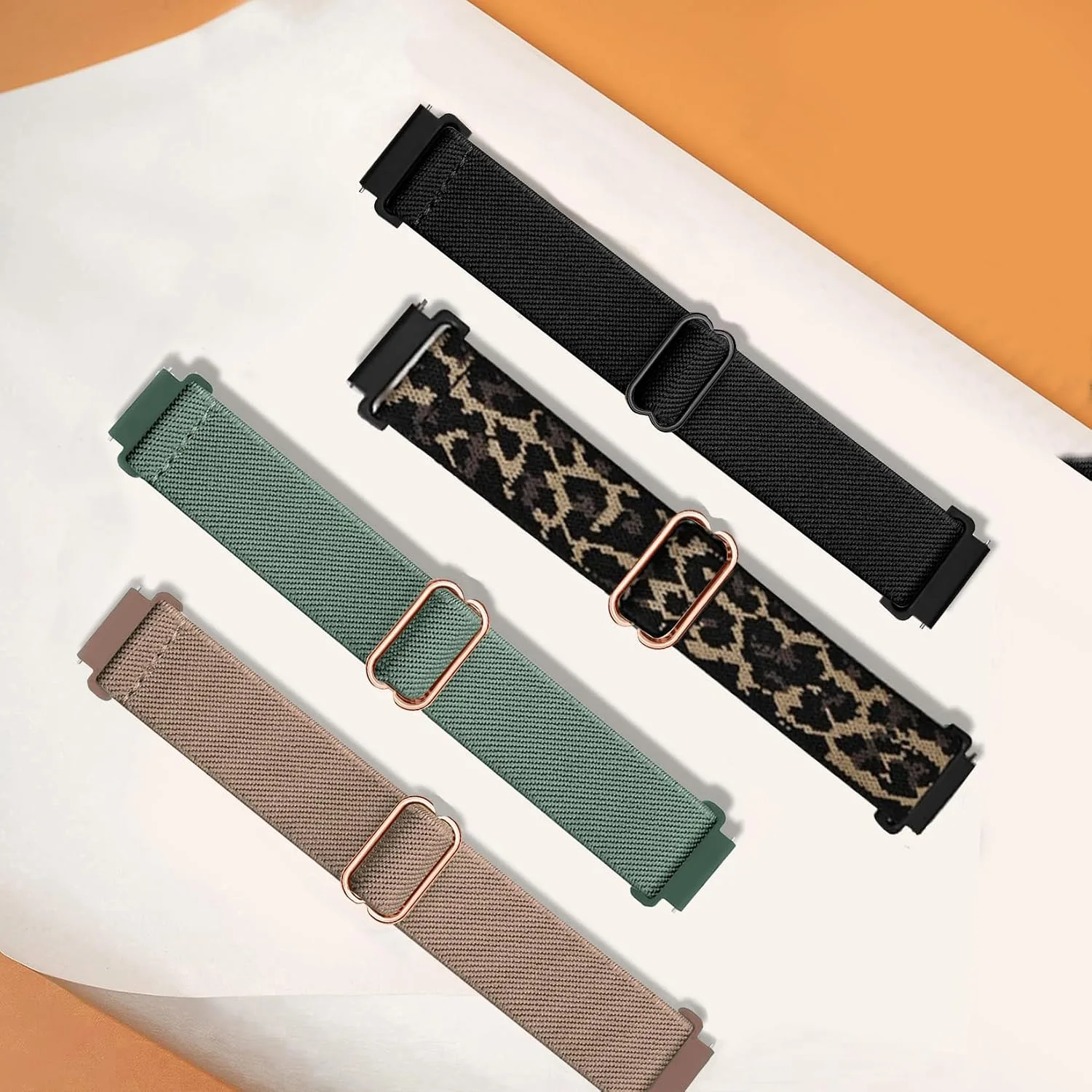 4 Pack Stretchy Watch Bands Compatible with Woneligo/Fitpolo Smart Watch IDW13, 22mm Loop Nylon Elastic Fabric Strap for FITVII H56/ENOMIR ID208BT/TOOBUR IDW16/MILOUZ IDW19 Watch Women Men