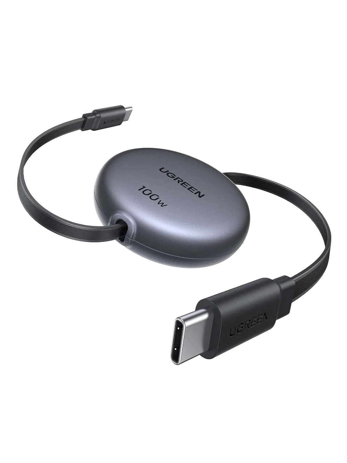 UGREEN 100W Retractable USB C Cable, Fast Charging, Black, 3.3ft