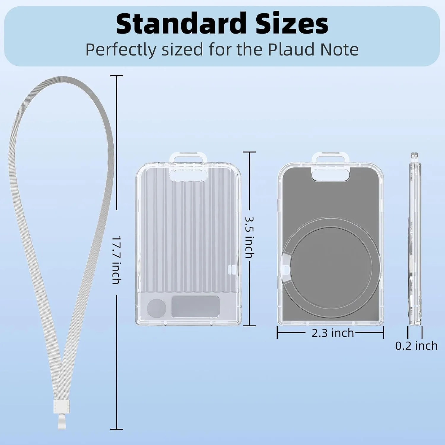 Magnetic PC Card Holder for Plaud Note & Note Pro (2025) with Detachable Lanyard, with Carabiner & Opening Tool, Ideal for Work, Office, Travel (Clear)