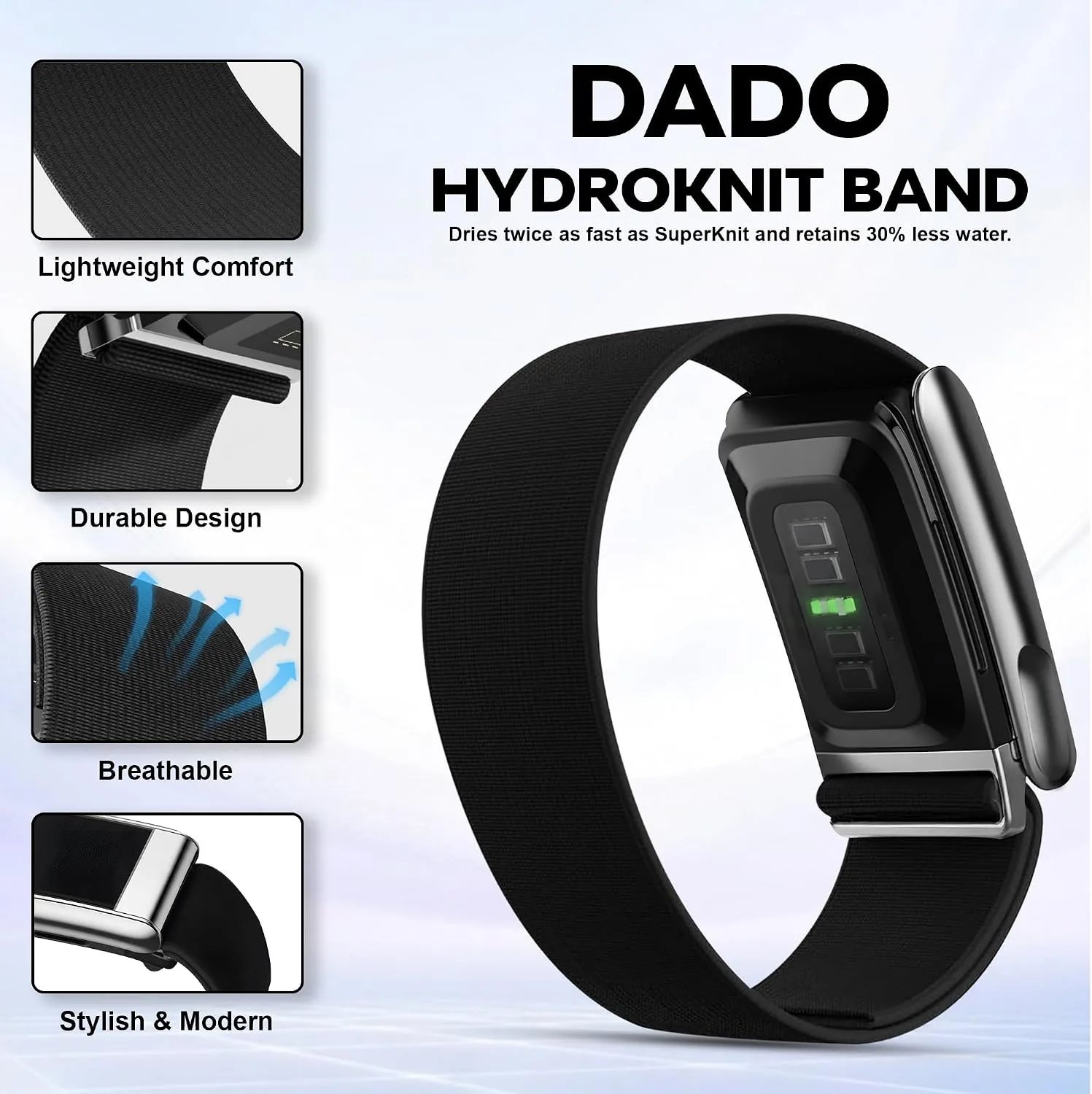 DADO HydroKnit Waterproof Nylon Sport Band Compatible with WHOOP 5.0, One, Peak, and Life | Elastic, Fast-Drying, Water-Resistant, and Comfortable Strap for Active Lifestyles