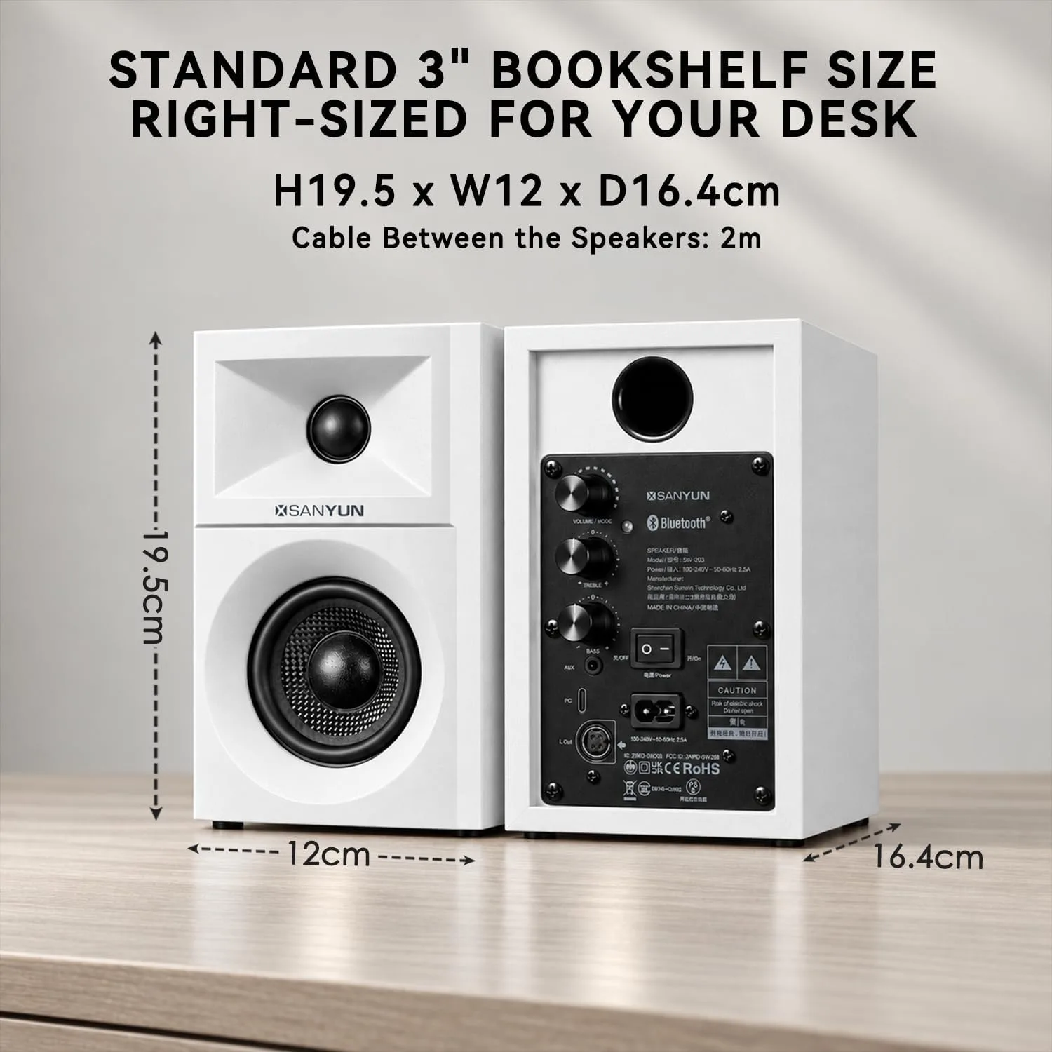 Sanyun SW203 3" 60W Computer Speakers for Desktop Monitor PC, 24bit DAC