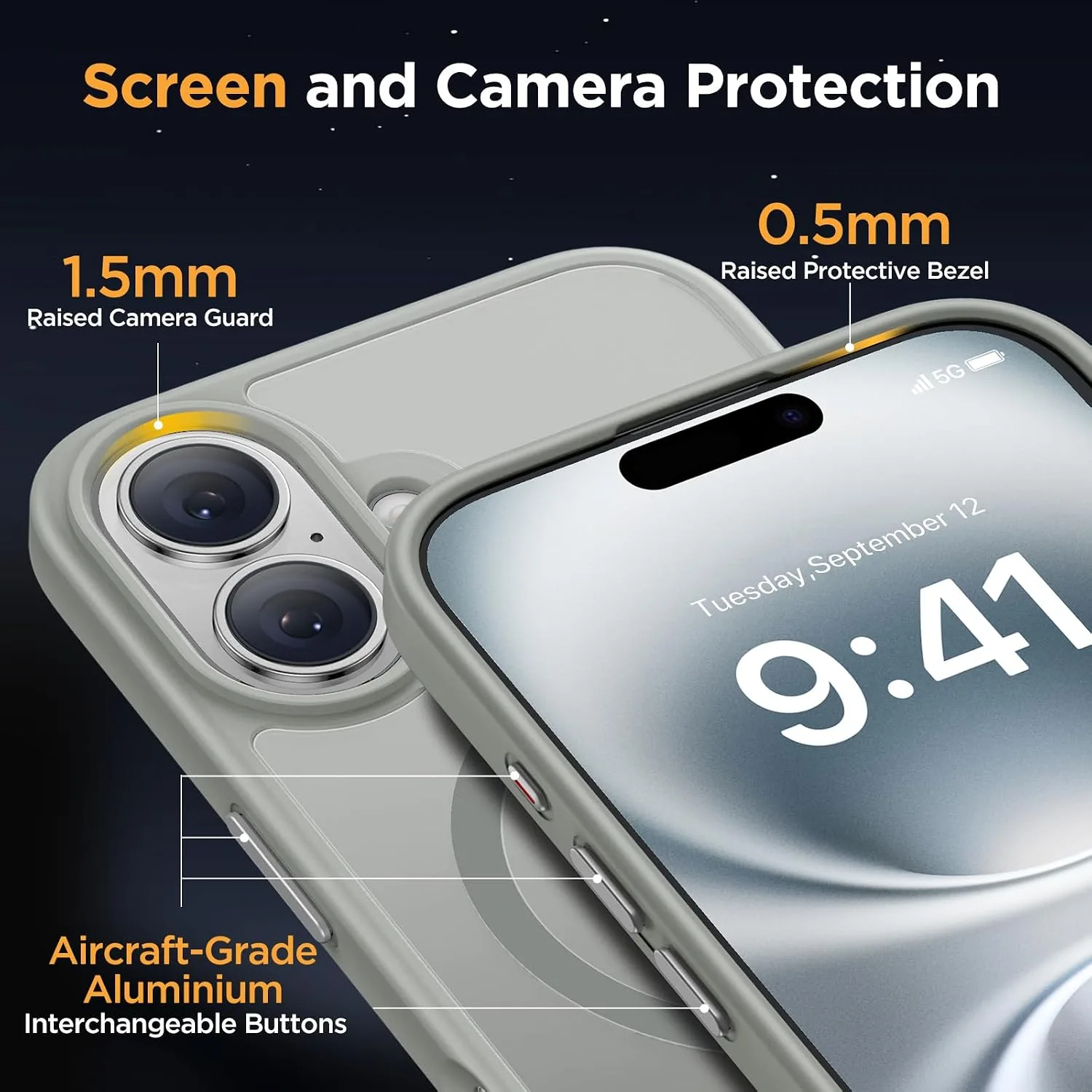 Miracase Magnetic Series for iPhone 16 Case [Compatible with MagSafe] Military-Grade Protection, Anti-Fingerprint, Slim Phone Case for iPhone 16 6.1 inch - Grey
