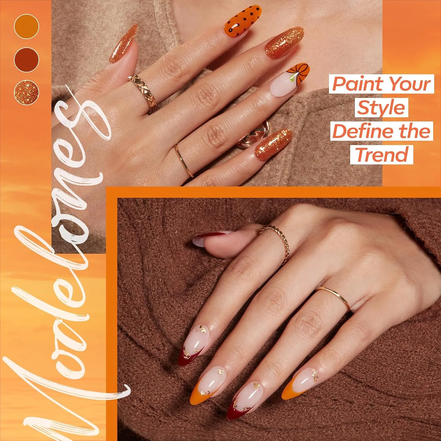 modelones Gel Nail Polish Set Glitter 6 Colors Brown Maple Red Nail Polish