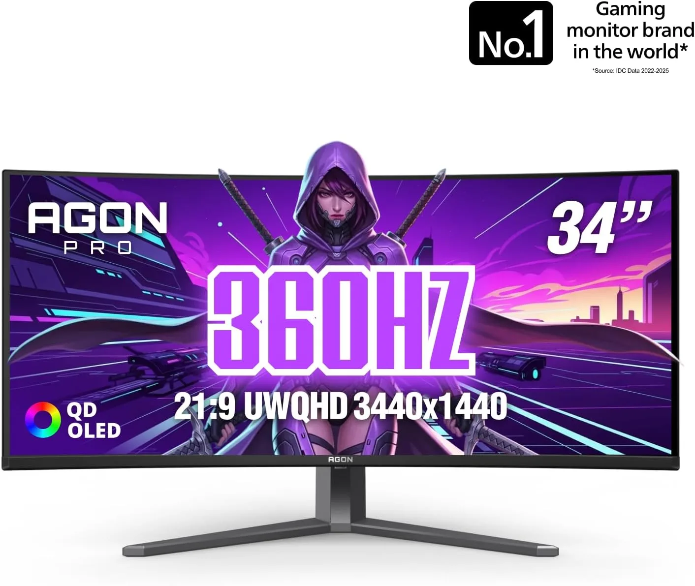 AOC Agon 34" Curved Gaming Monitor QD OLED 360Hz NVIDIA G-SYNC AGP346UCSD