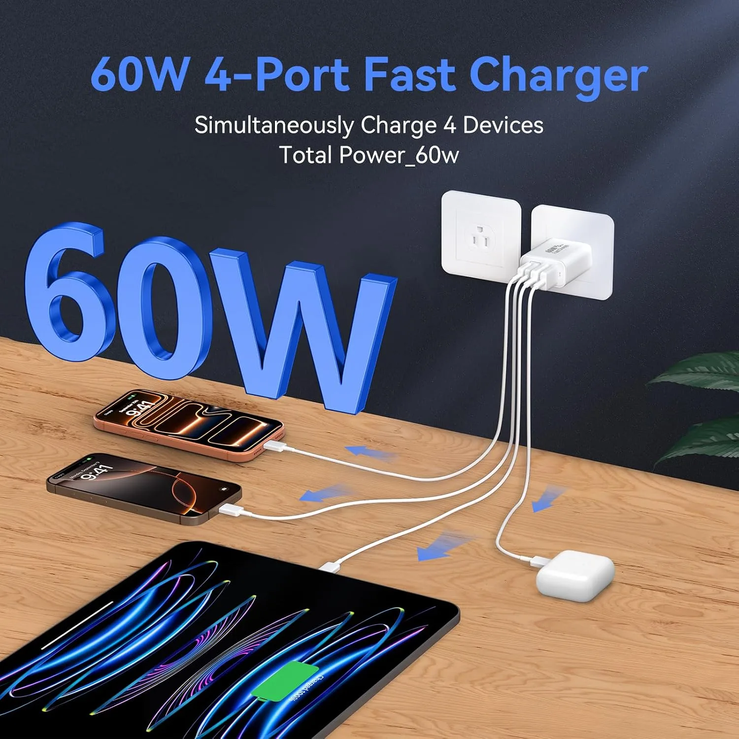 USB C Wall Charger Block, 60W USB Type C iPhone Charger Fast Charging Block