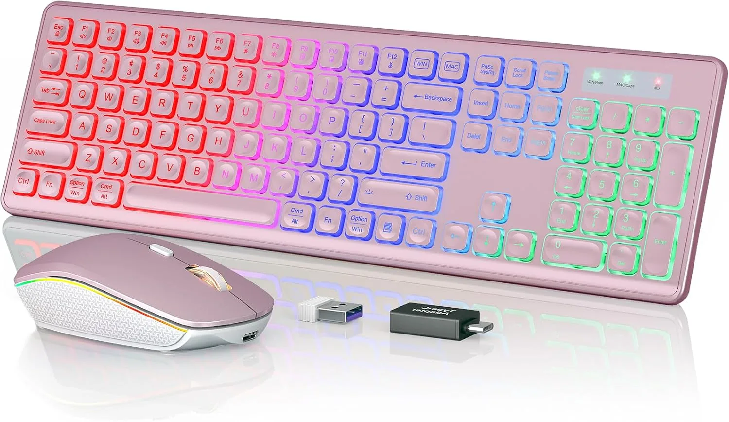 Wireless Keyboard and Mouse Combo, RGB Backlit, Trueque KM42Pro