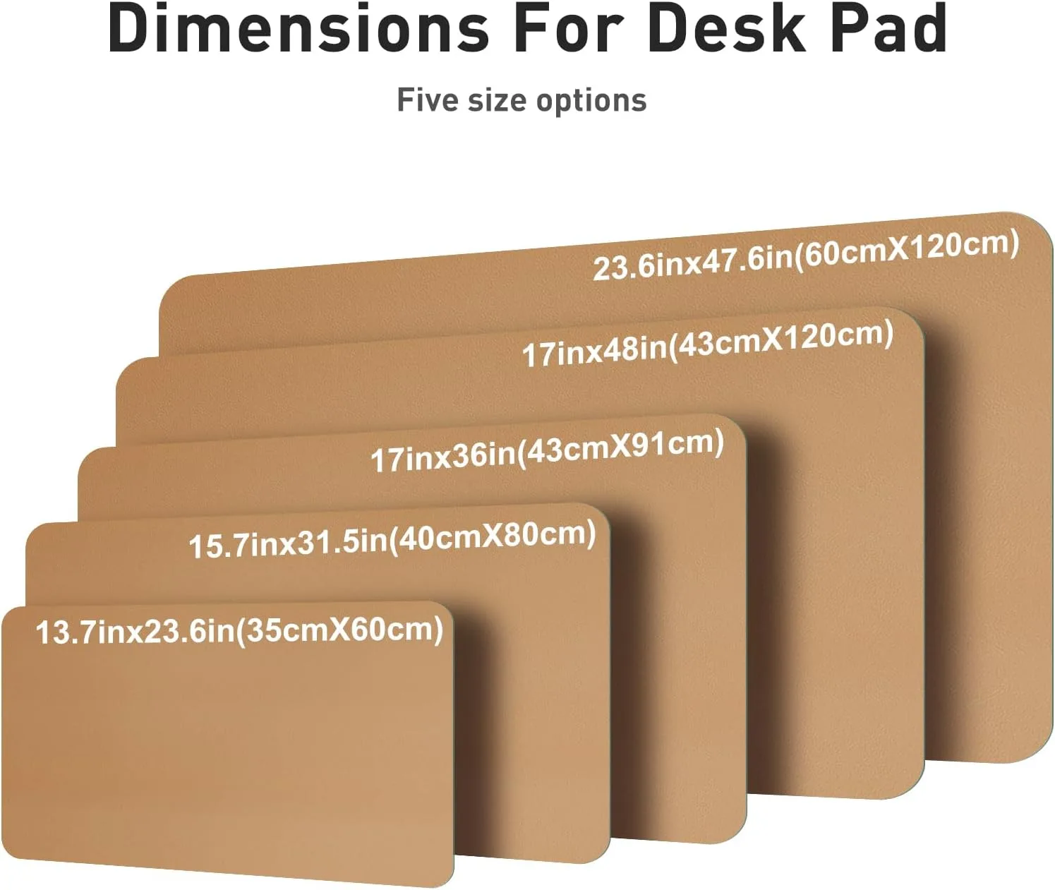 Aothia Faux Leather Desk Mat, Waterproof Desk Pad (Khaki, 23.6" x 13.7")