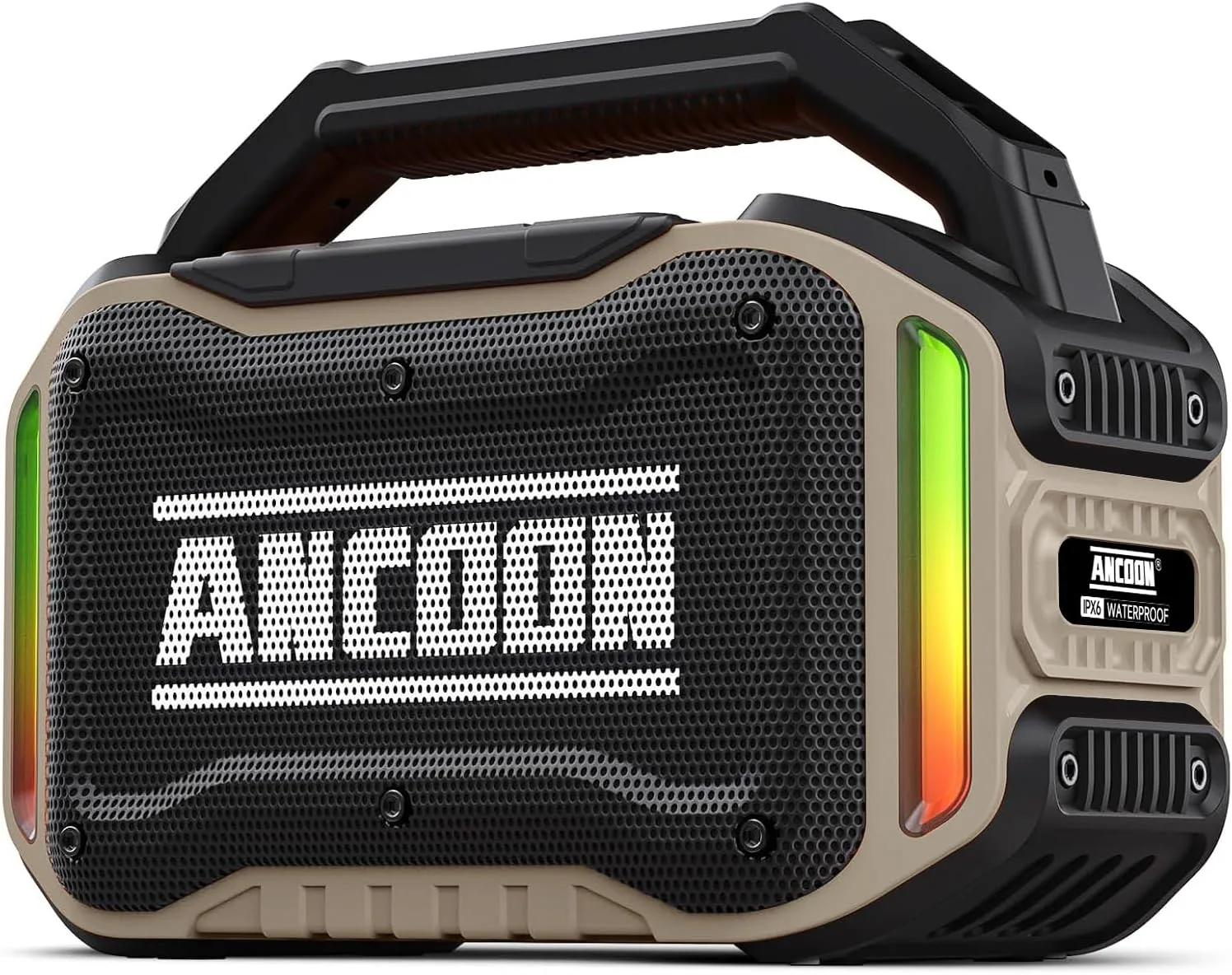ANCOON Speakers Bluetooth Wireless: 80W(Peak) Loud Speaker with Bass, 20H Playtime, IPX6 Waterproof, Large Jobsite Speakers for Work, Outdoor, Workshop, Garage, Portable Speaker with TWS (Desert)