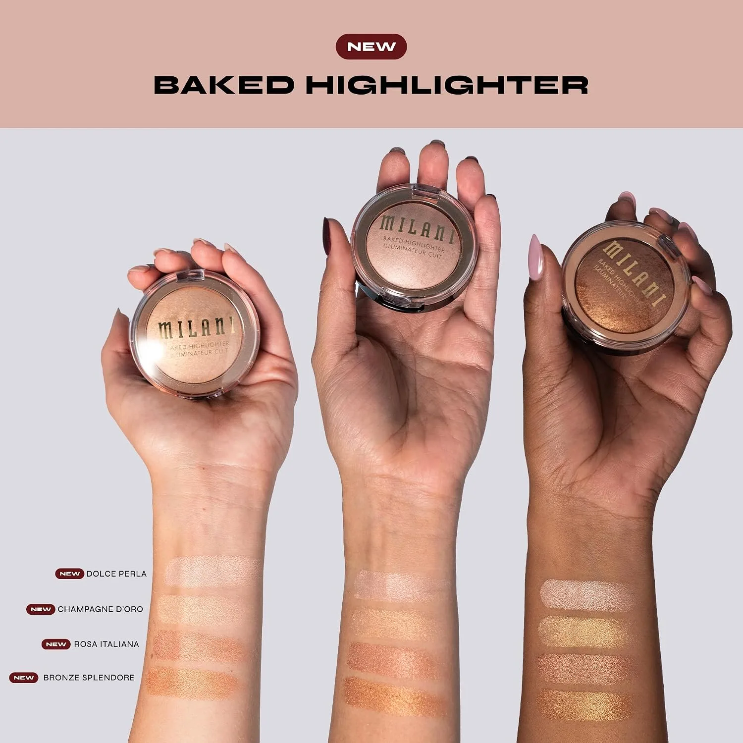 Milani Baked Highlighter, Highlight Powder for Cheeks - Champagne D'oro