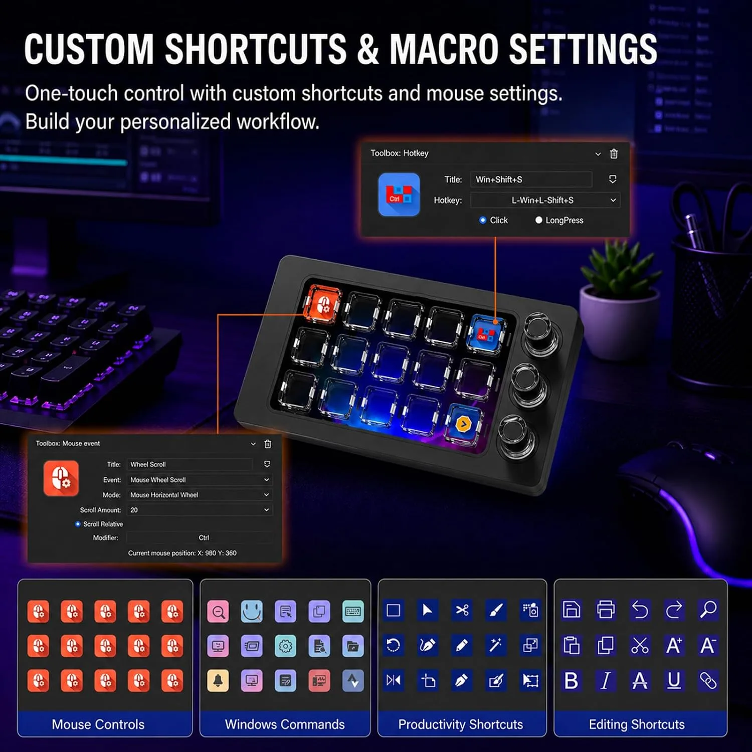 Stream Controller Deck for PC Work,Live Stream and Video Editing