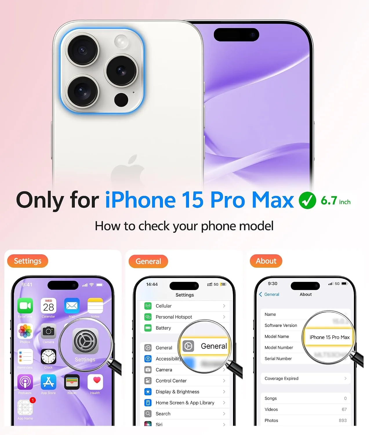 FNTCASE for iPhone 15 Pro Max Case, Fit for Magsafe, Light Purple