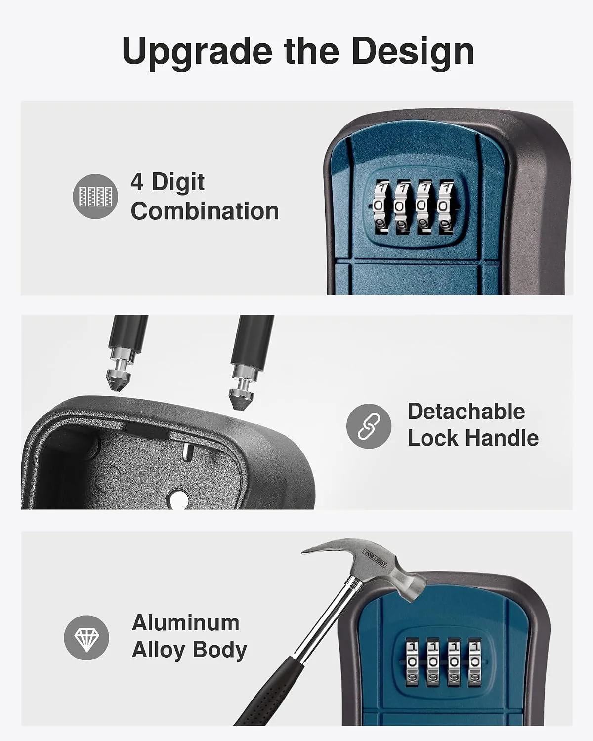 Puroma Key Lock Box Outdoor 4 Digit Code Combination Lockbox 1 Peacock Blue