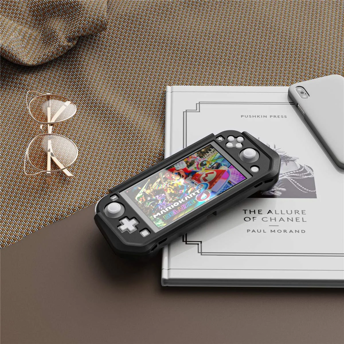 iNOTOGG Compatible with Nintendo Switch Lite Screen Protector Case Cover with Hand Grip, Detachable Protective Case with Shockproof and Anti-Scratch Design for Nintendo Switch Lite, Black