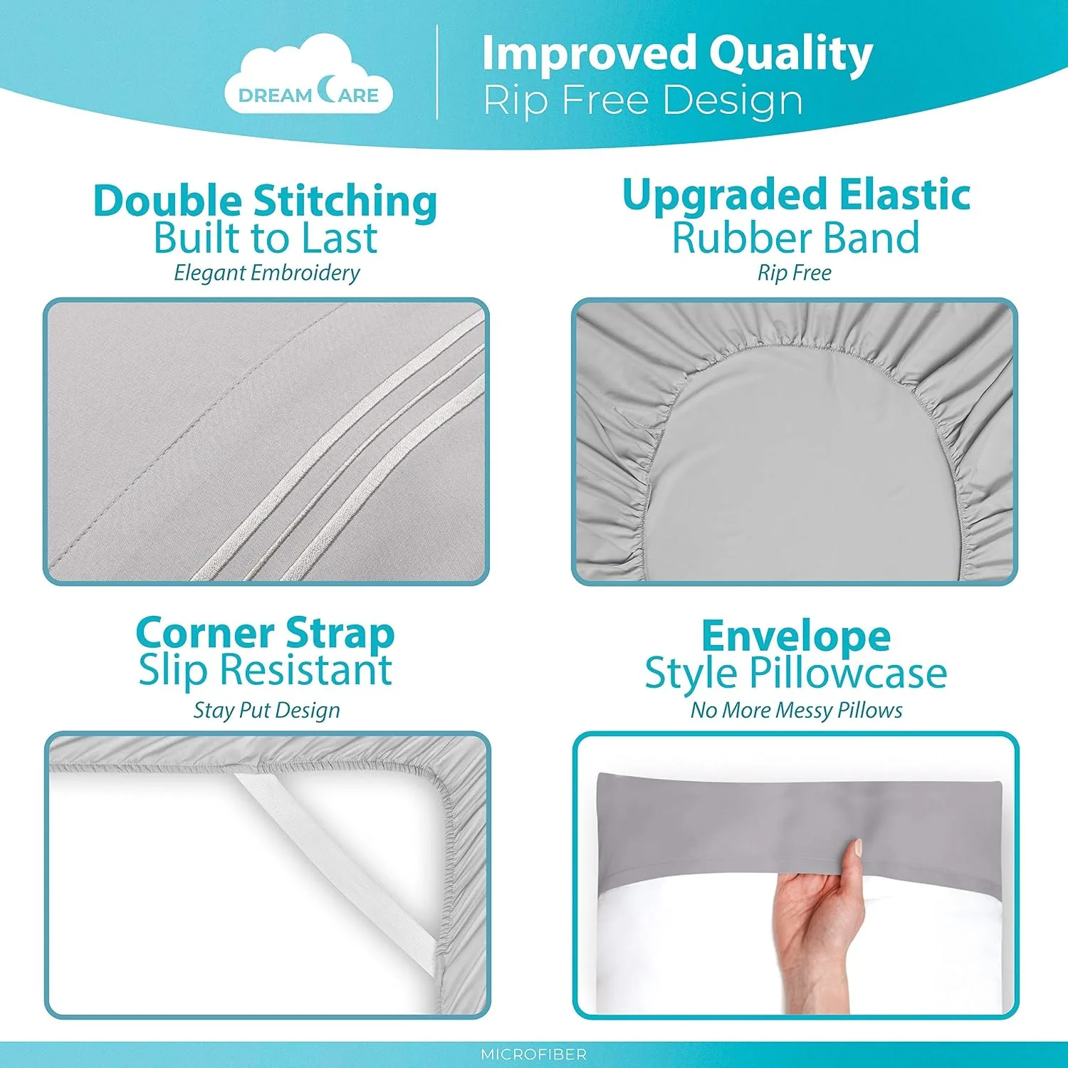 DREAMCARE King Size Sheets Set - 6 pcs Breathable Cooling Sheets King Size