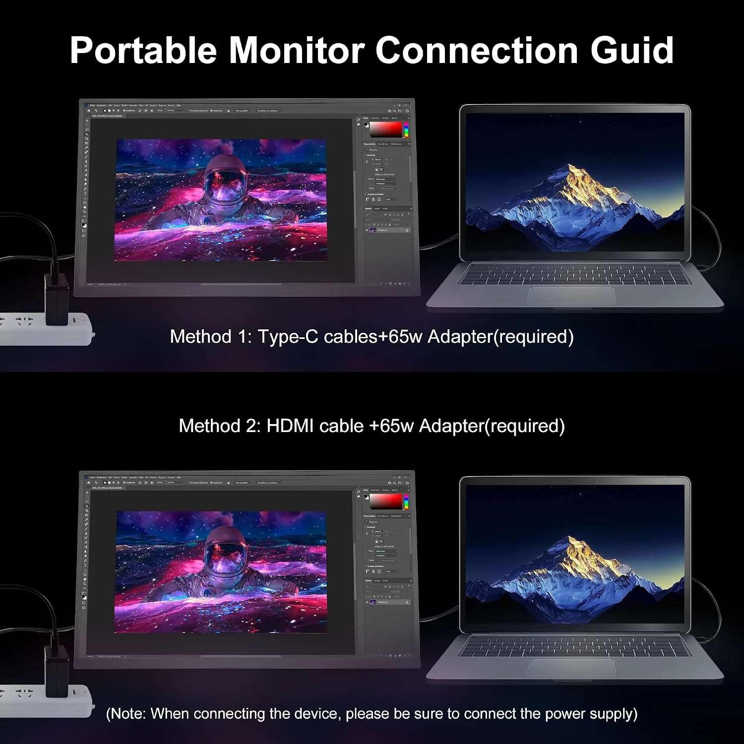 23.8" 2.5K 180Hz IPS Portable Monitor, HDR Dual Speakers HDMI for Laptop PC
