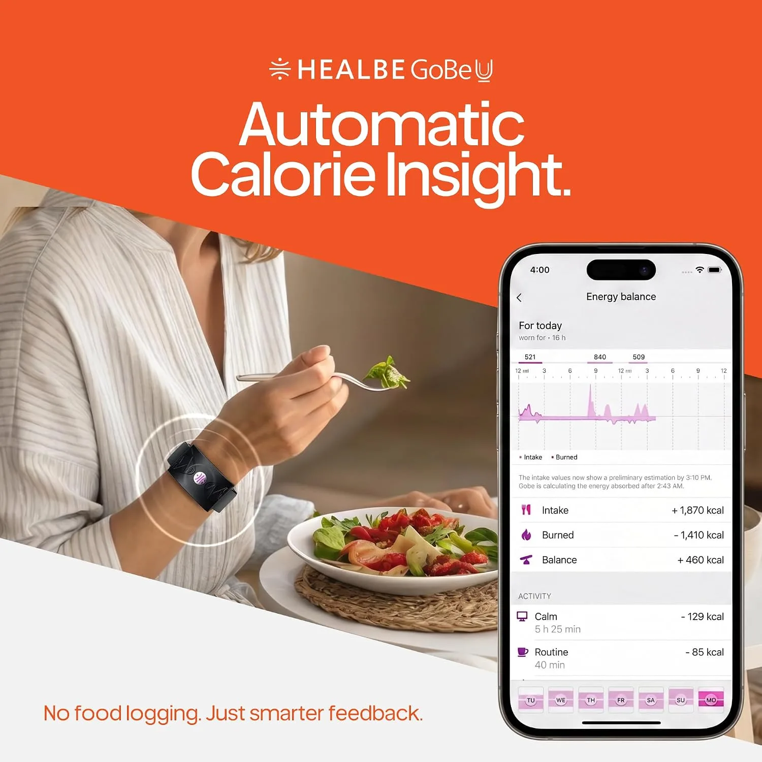 HEALBE Start Control 2 Kit: Automatic Calorie Intake Smart Band HEALBE GoBe U (Black) & Smart Floor Scales HEALBE Scale with Body Composition Analysis (Black)