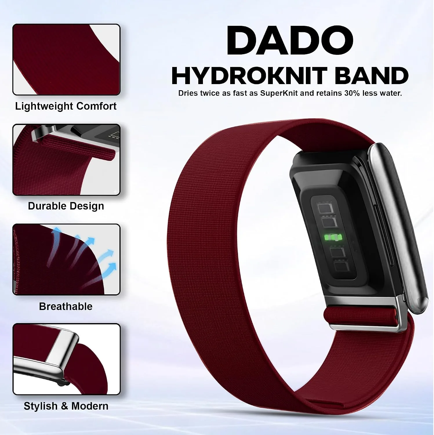DADO HydroKnit Waterproof Nylon Sport Band Compatible with WHOOP 5.0, One, Peak, and Life | Elastic, Fast-Drying, Water-Resistant, and Comfortable Strap for Active Lifestyles