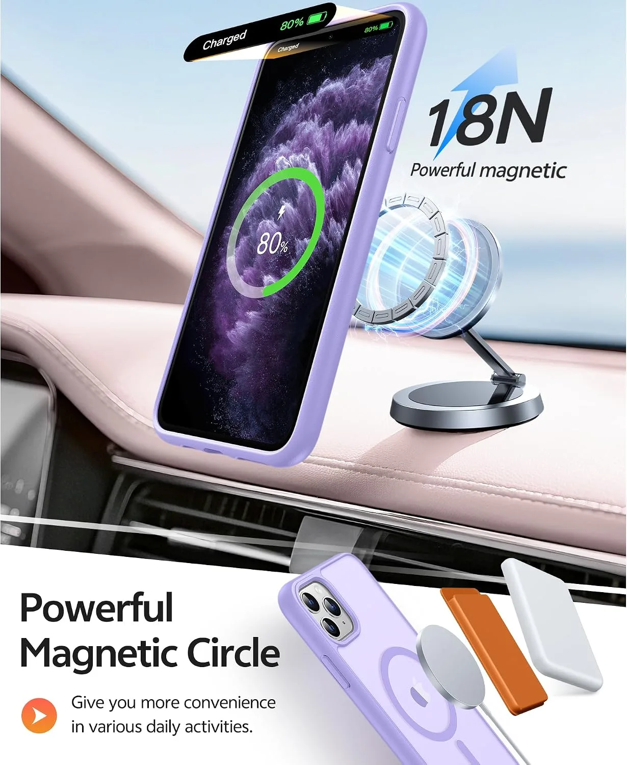FNTCASE for iPhone 11 Pro Case, Fit for Magsafe, Light Purple