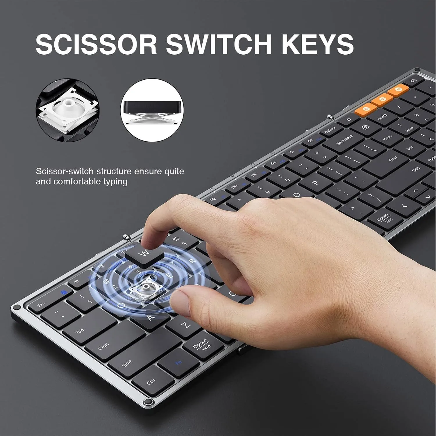 ProtoArc XK01 Full-Size Foldable Bluetooth Keyboard for Travel, Space Gray