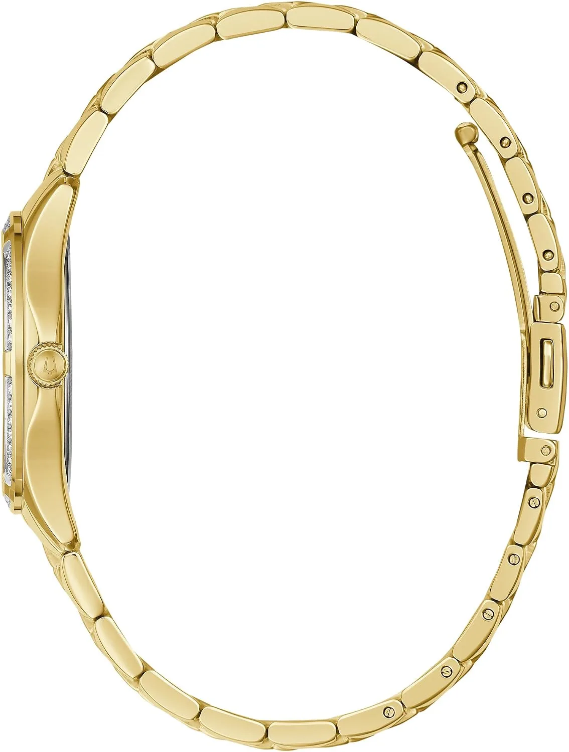 Bulova Ladies' Crystal Stainless Steel 3-Hand Quartz Watch, White Mother-of-Pearl Dial