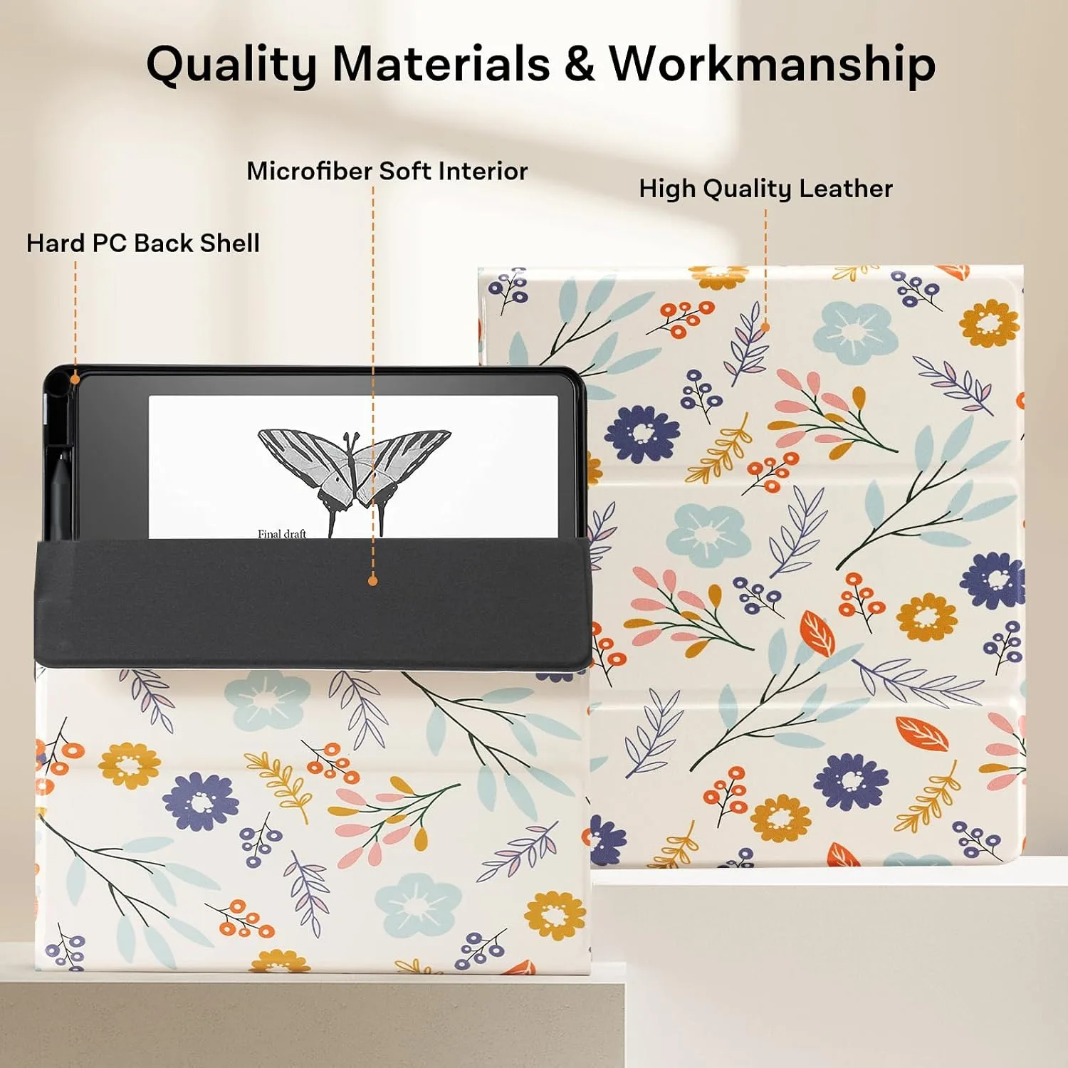CoBak Stand Case for TCL - Premium Folio Leather Cover with Pen Holder, Auto Sleep/Wake - Compatible with 10.2 Inch eBooK Reader