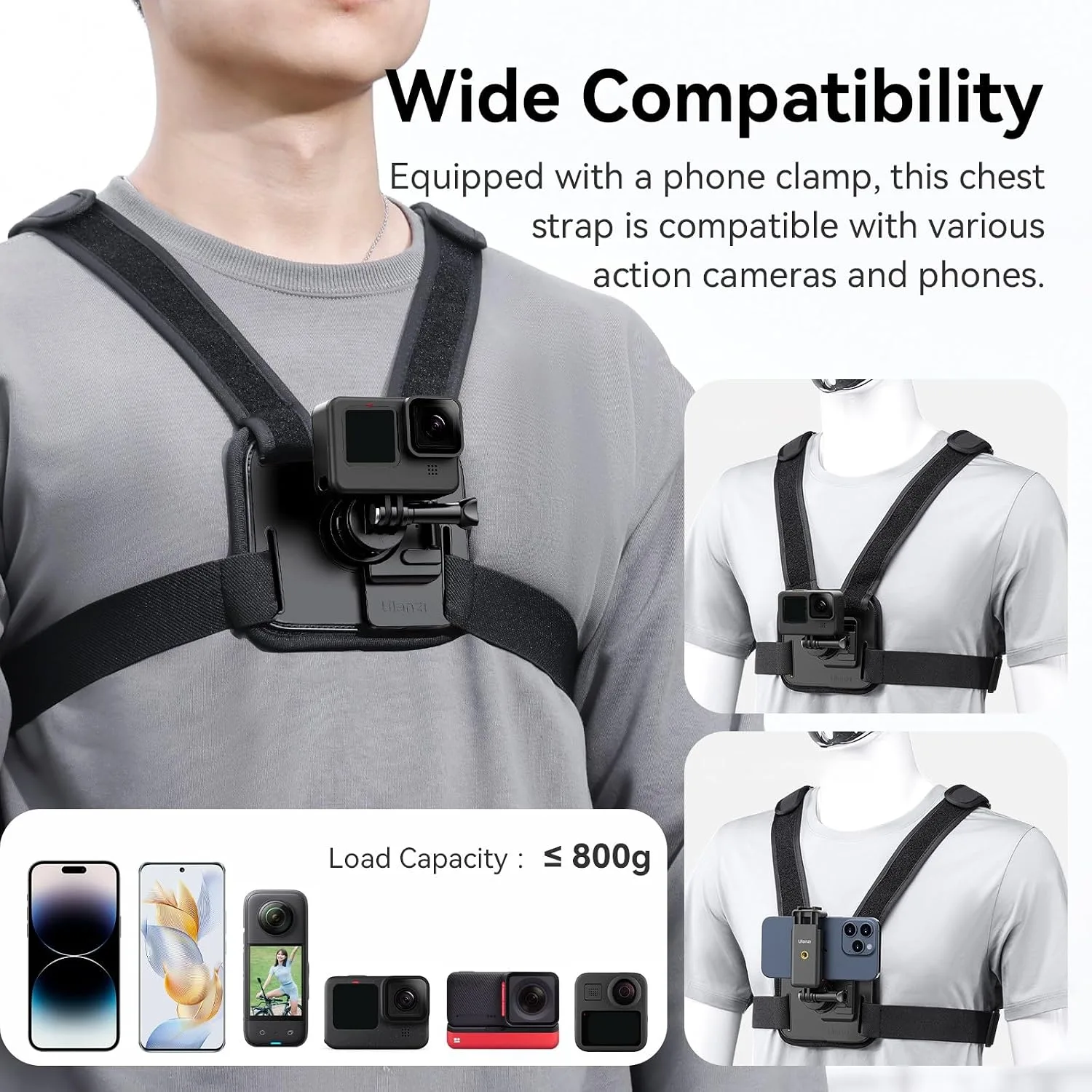 ULANZI CM028 Adjustable Chest Mount Harness for Action Camera Phone