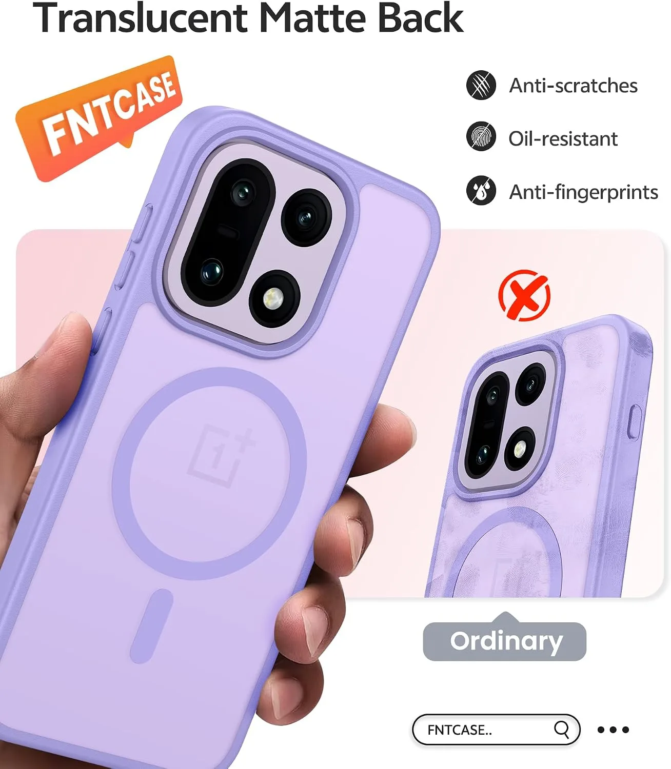 FNTCASE for OnePlus 15 Case, Fit for Magsafe, Light Purple