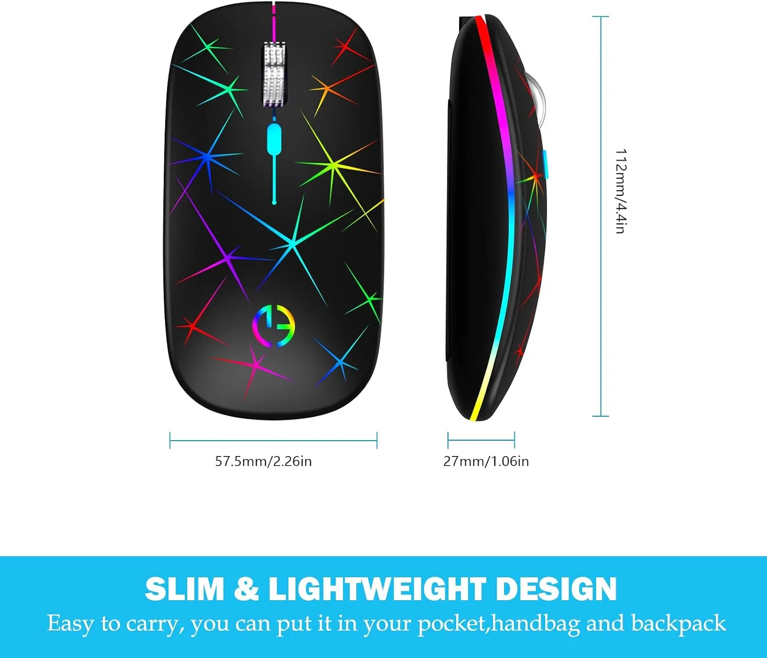 TaIYanG Wireless Mouse, 2.4G Slim Rechargeable Bluetooth Mouse for Laptop